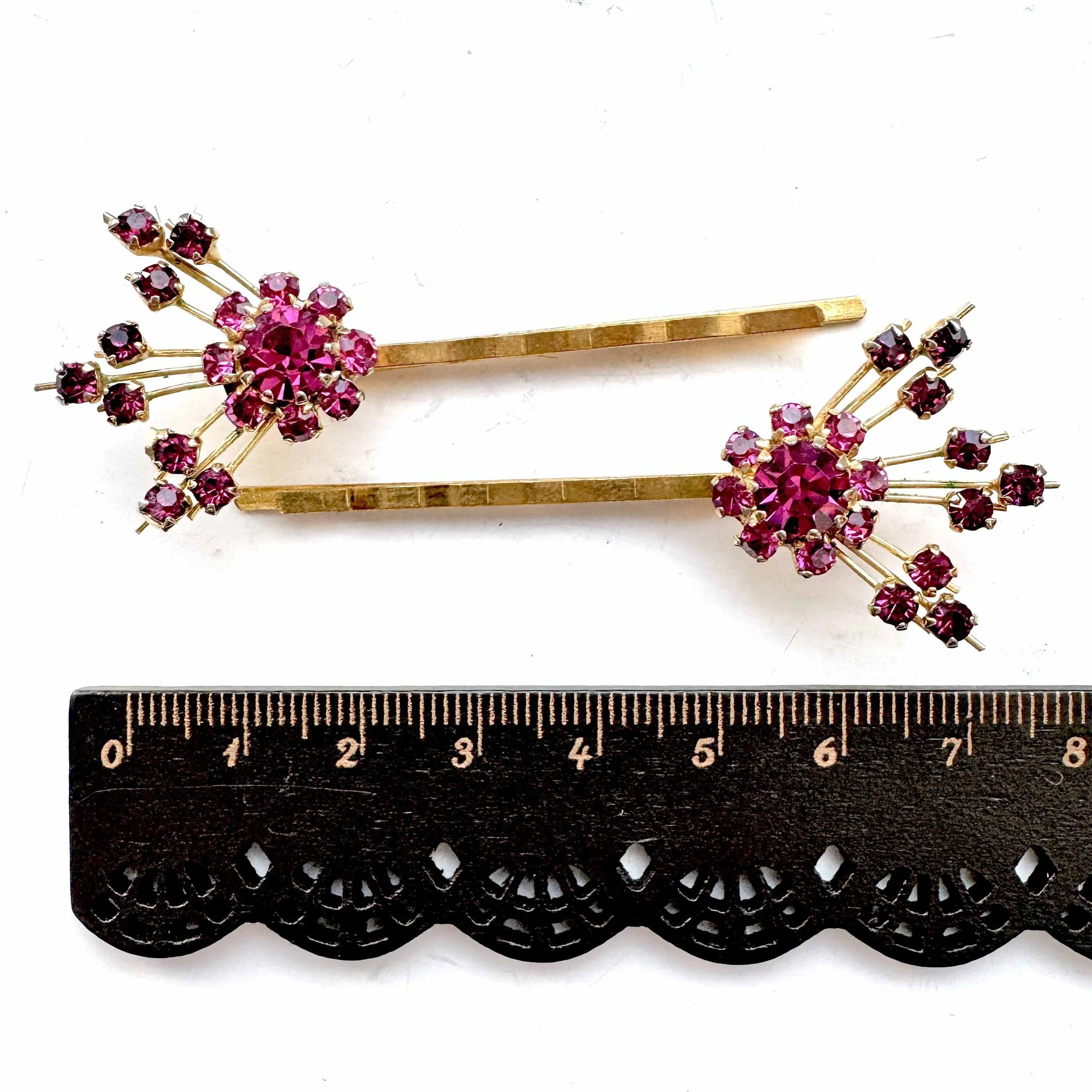 1950s vintage hot pink bobby pins, vintage bobby pins, vintage hair accessories