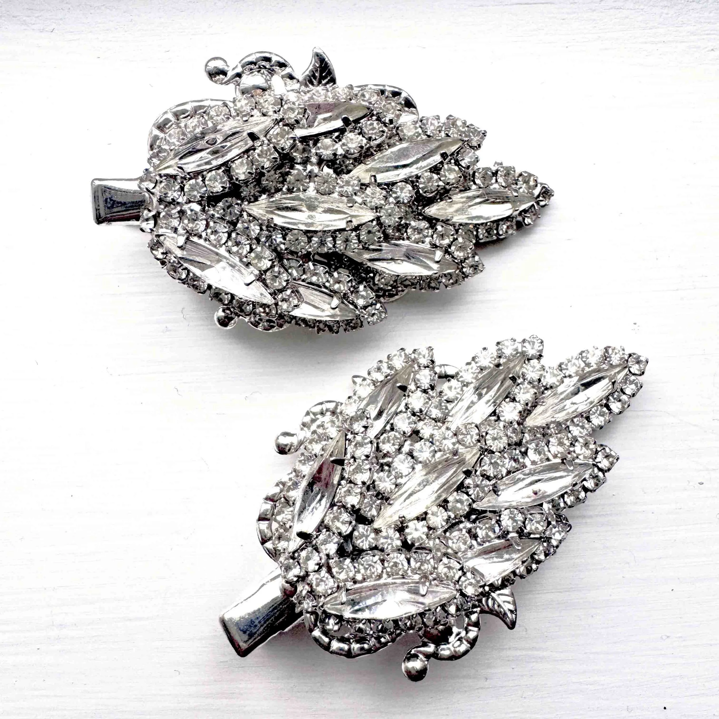 1950s vintage rhinestone silver hair jewellery - vintage hair accessories