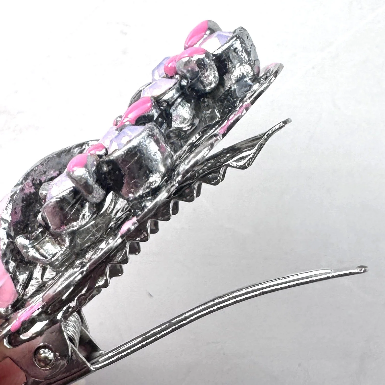 1950s vintage pink rhinestone flower hair accessories - vintage hair clips