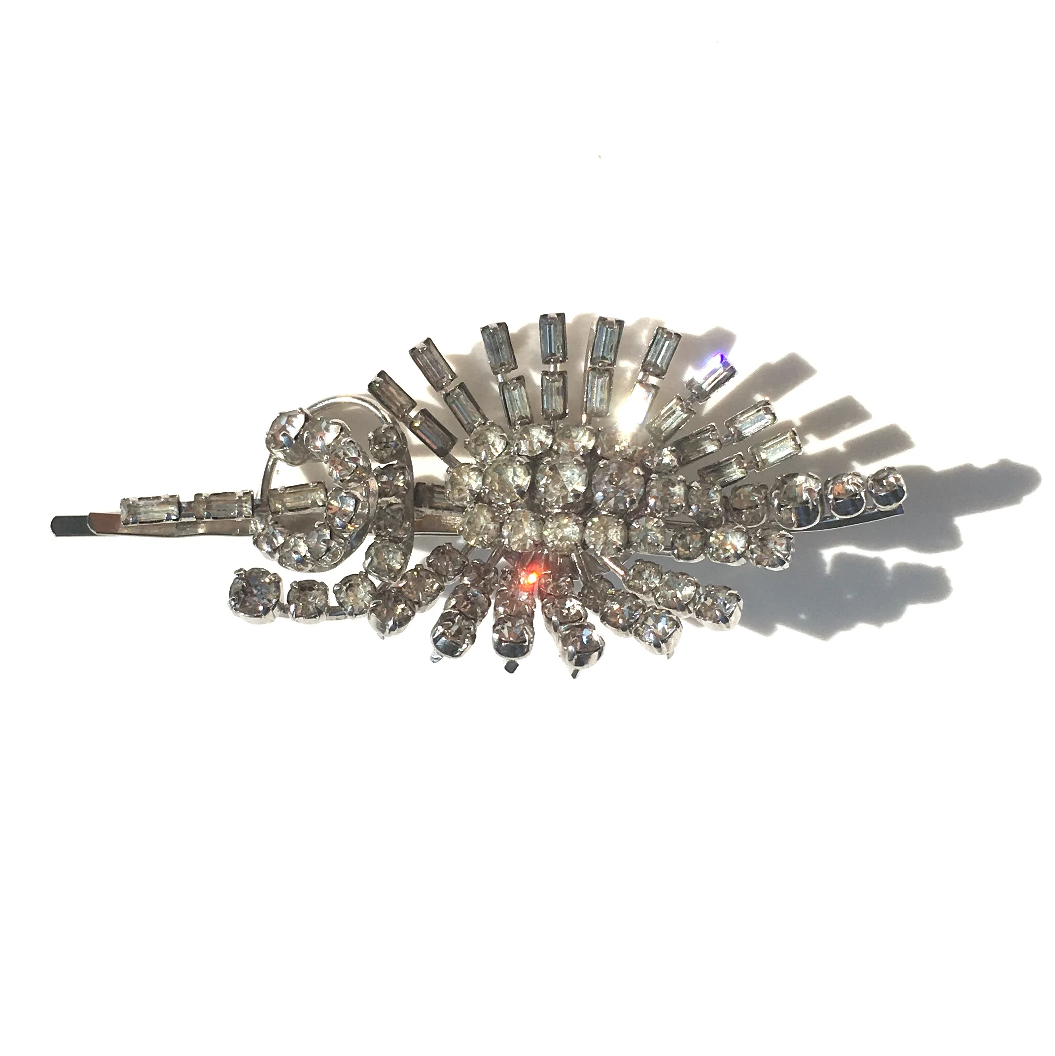 Vintage Adornments Single Silver Art Deco Diamanté Burst Hair Pin Wedding Hair Accessory VA171-2
