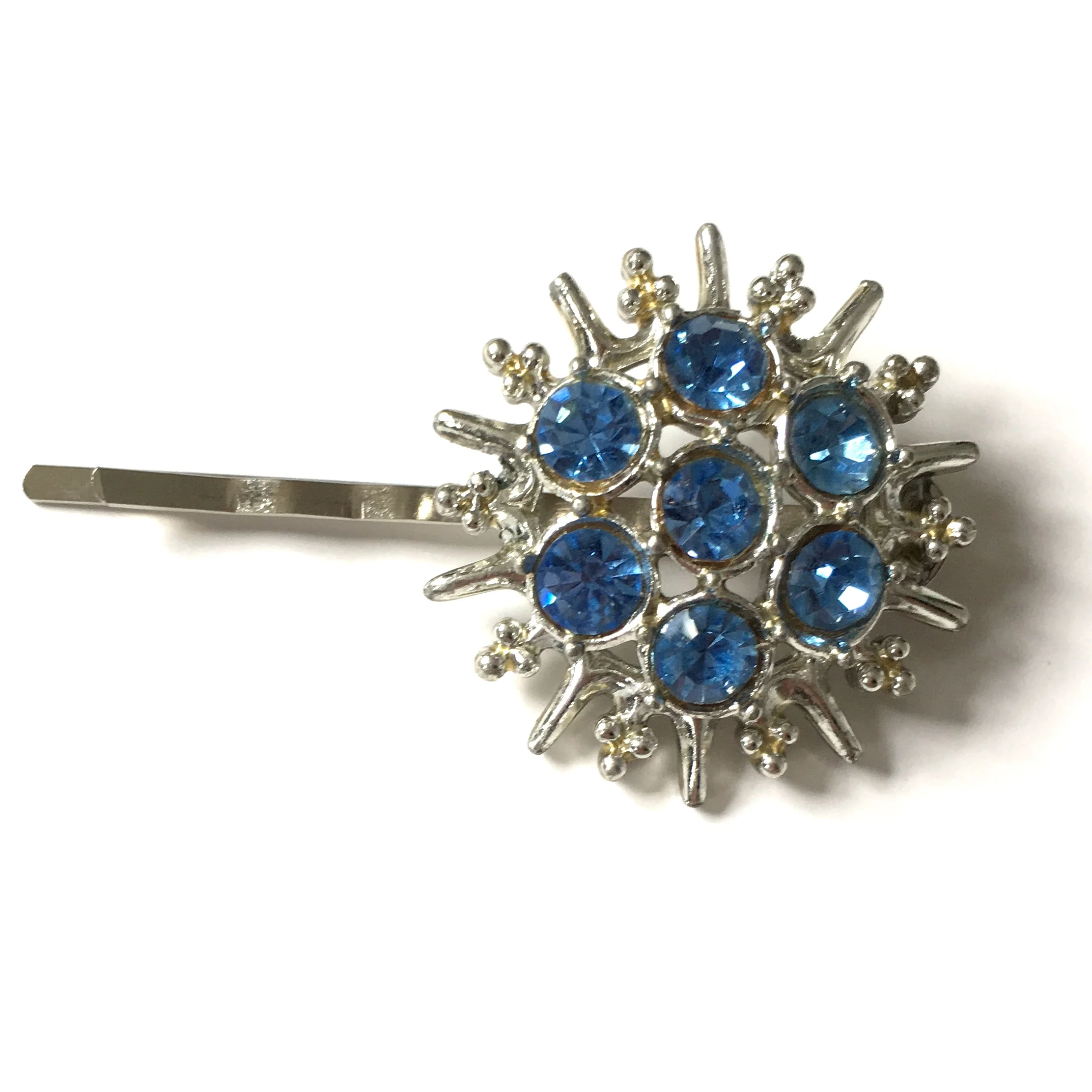 Vintage Adornments Single Ice Blue Diamanté Snowflake Hair Pin VA200