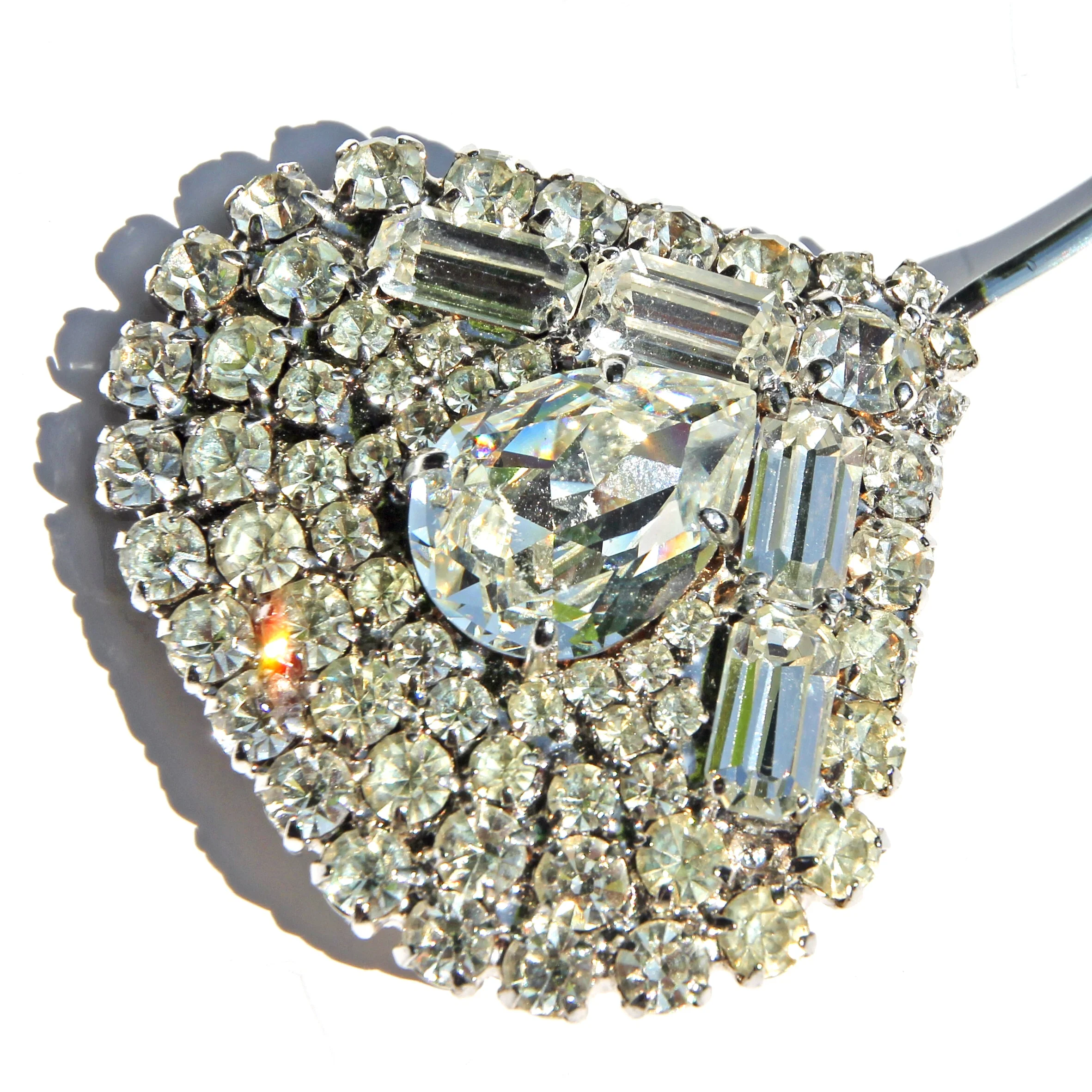 Vintage Adornments Pair Statement Large Diamanté Teardrop Hair Accessories VA106