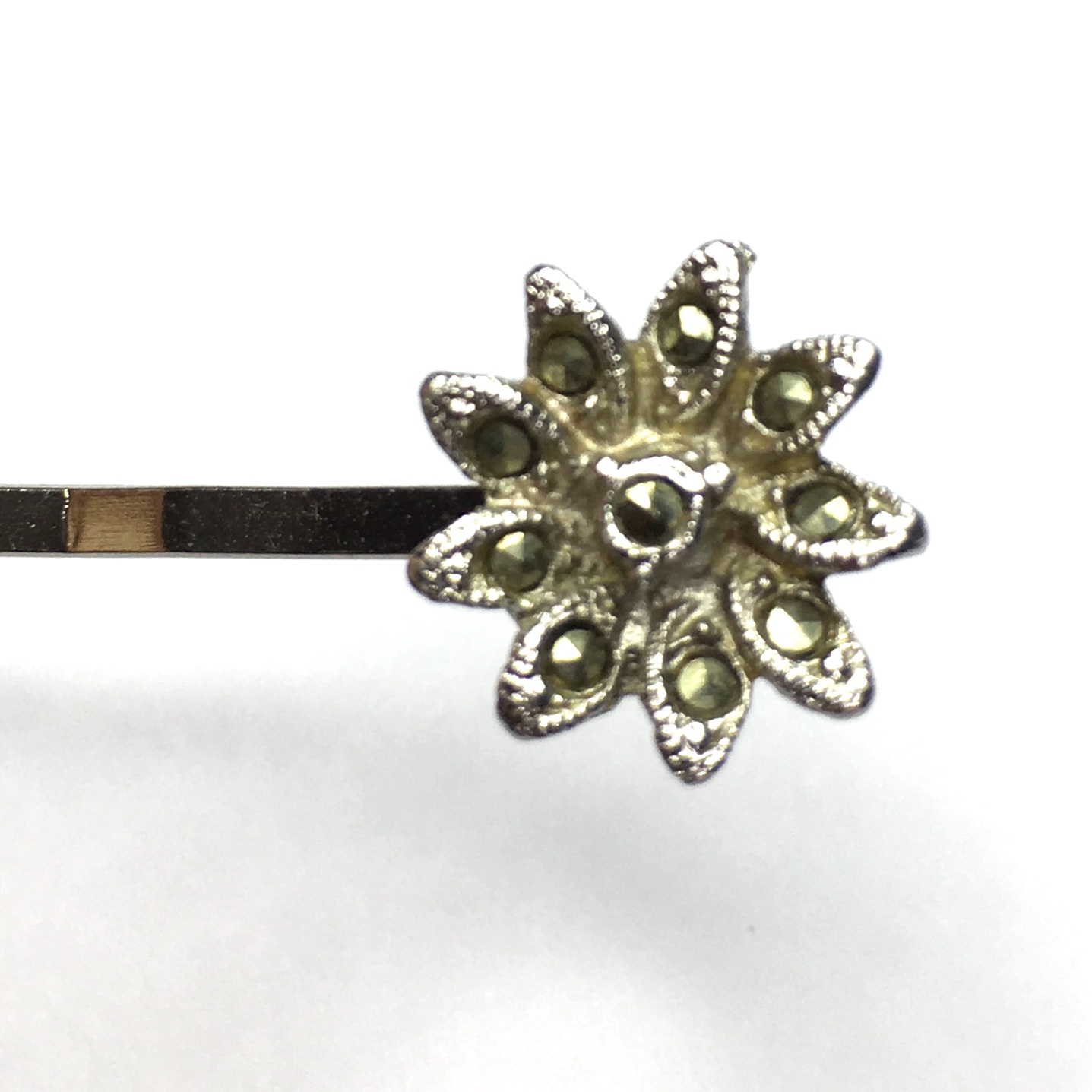 Vintage Adornments Pair Mini Marcasite Flower Hair Pins VA272