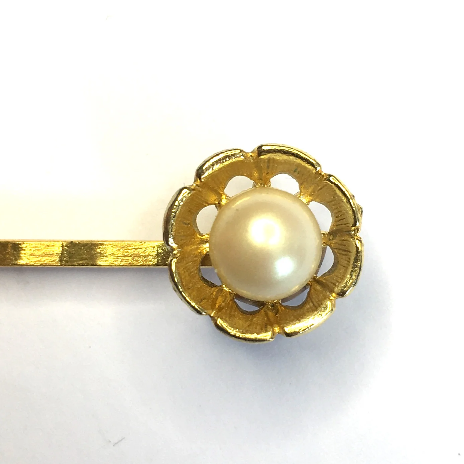 Vintage Adornments Pair Pearl Golden Flower Hair Pins VA295