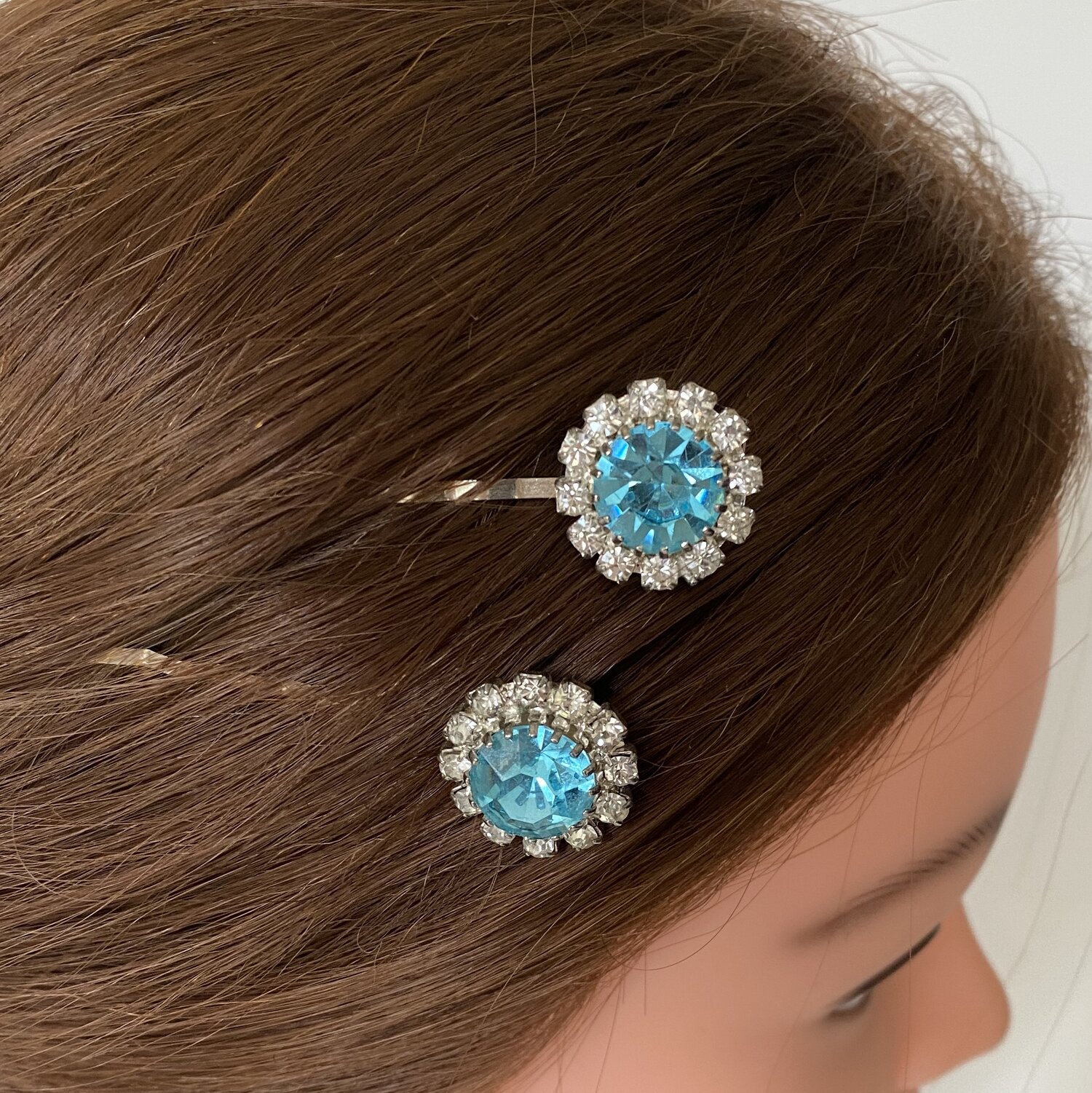Vintage 1950s Turquoise Rhinestone Hair Pins — Vintage Hair Accessories by  Vintage Adornments