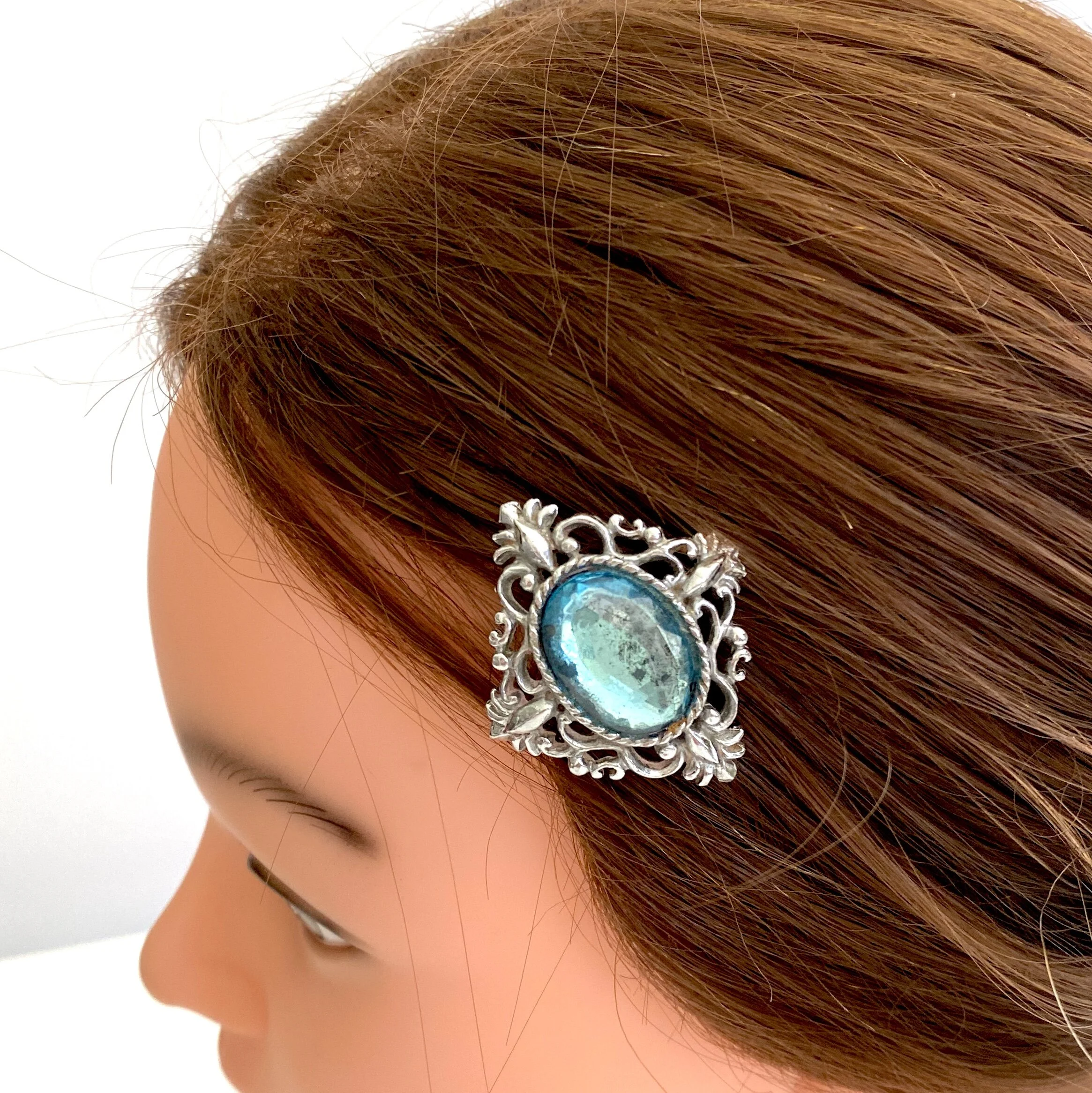 vintage aquamarine hair clip