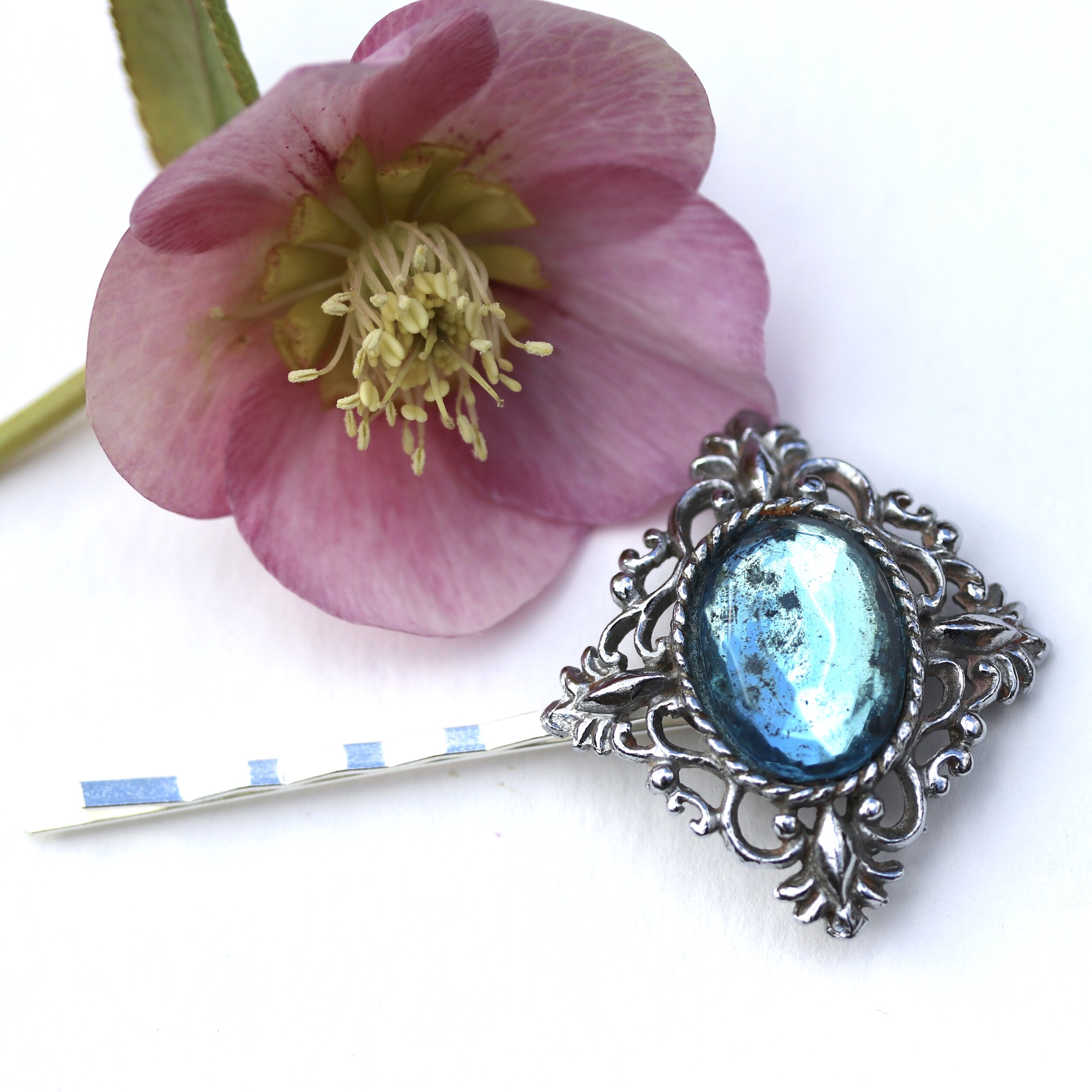 vintage aquamarine hair pin