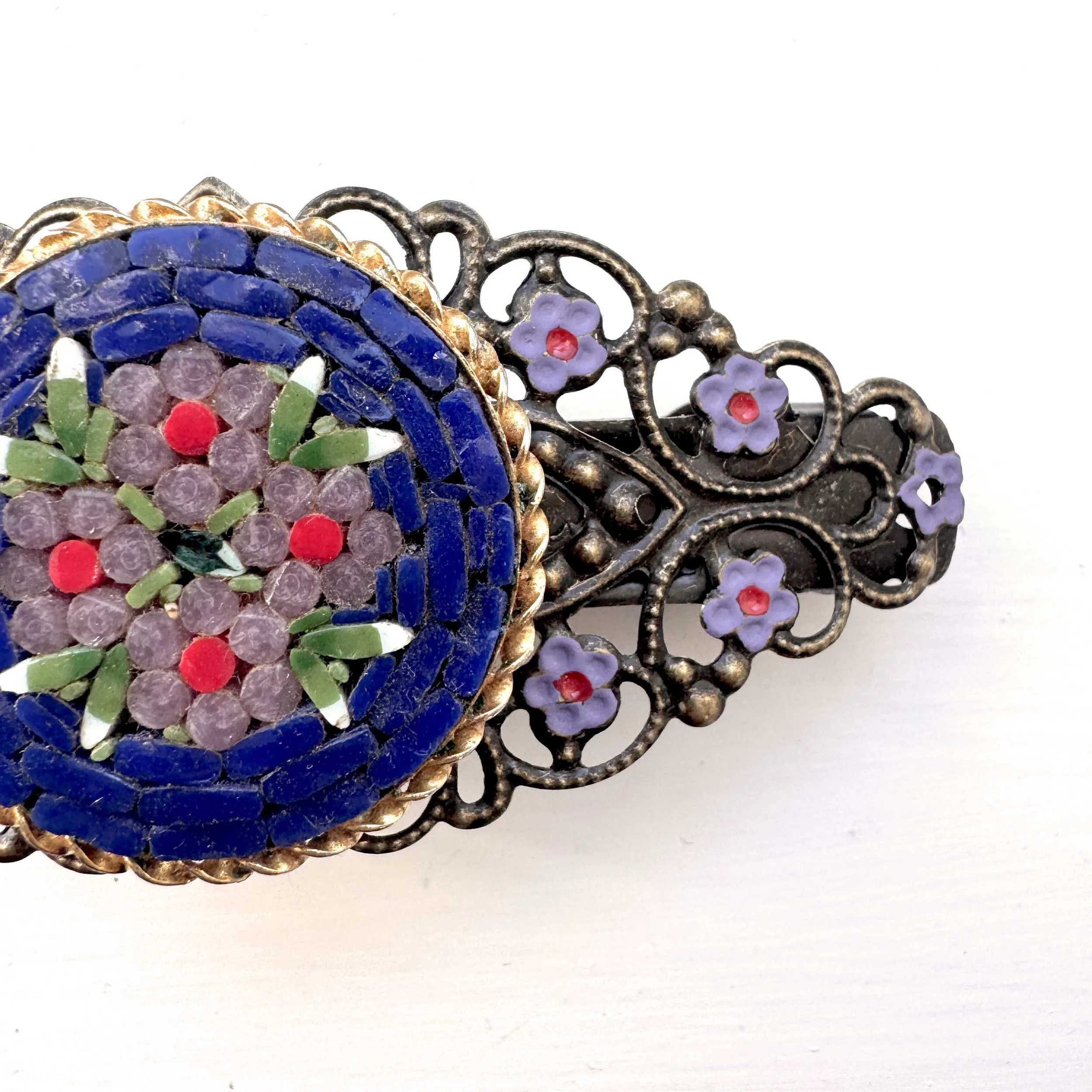 vintage purple flower hair barrette, vintage hair accessories