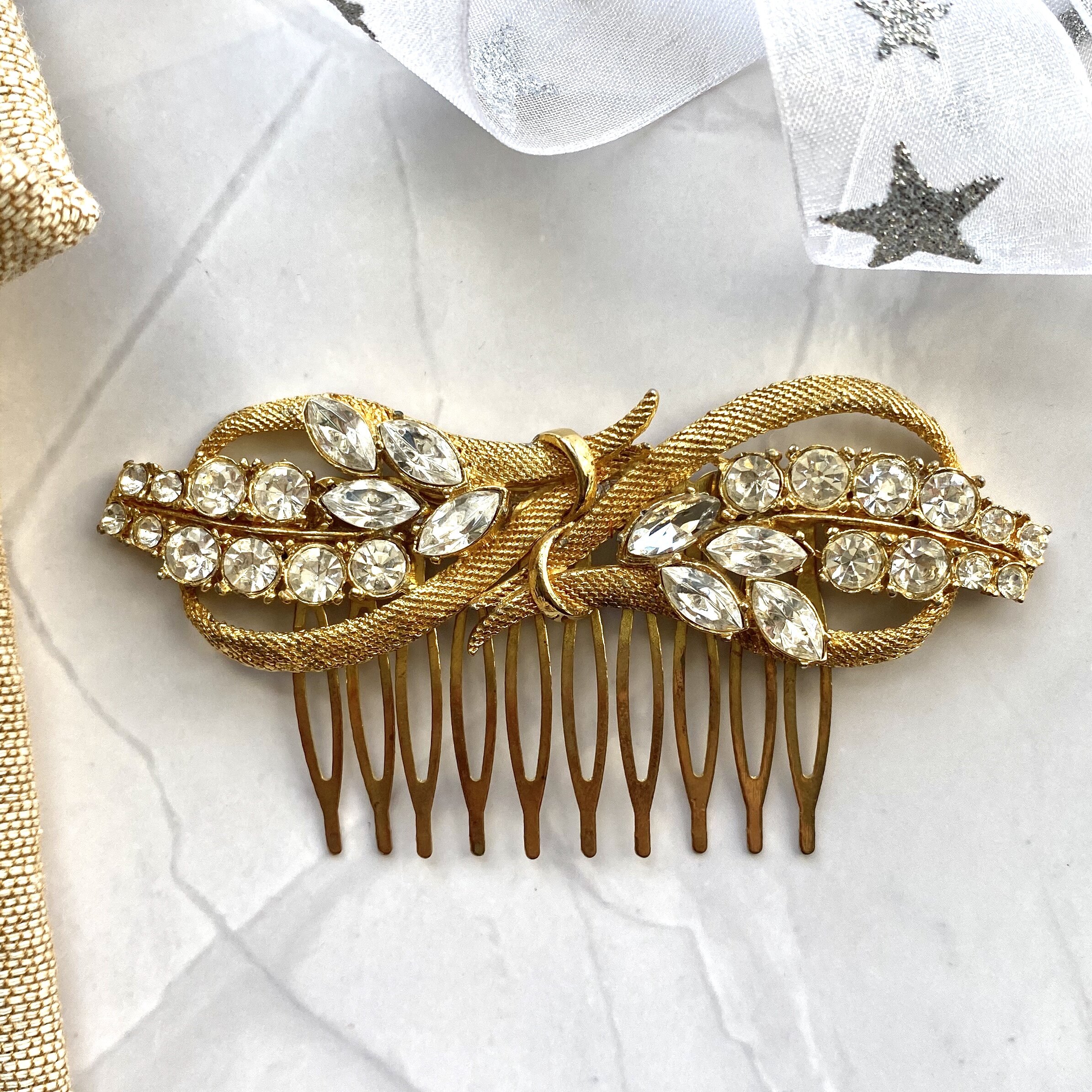 vintage gold hair comb