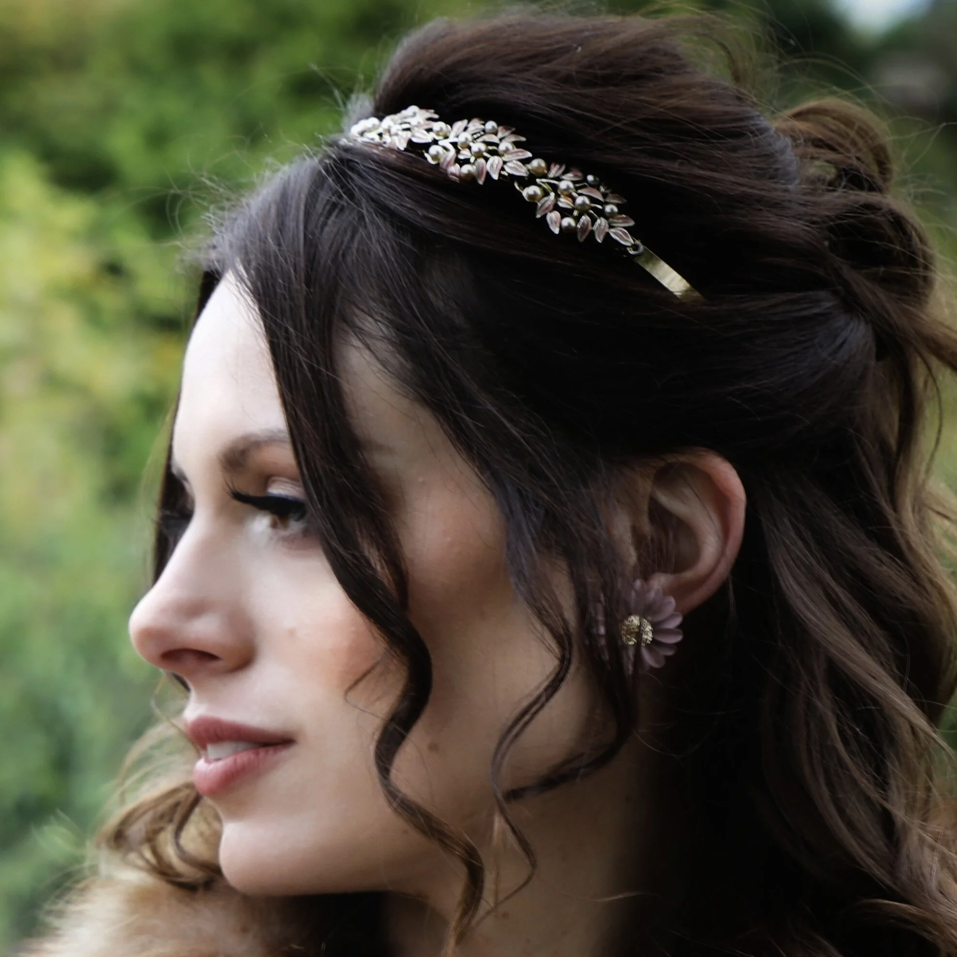 vintage blush wedding hair piece