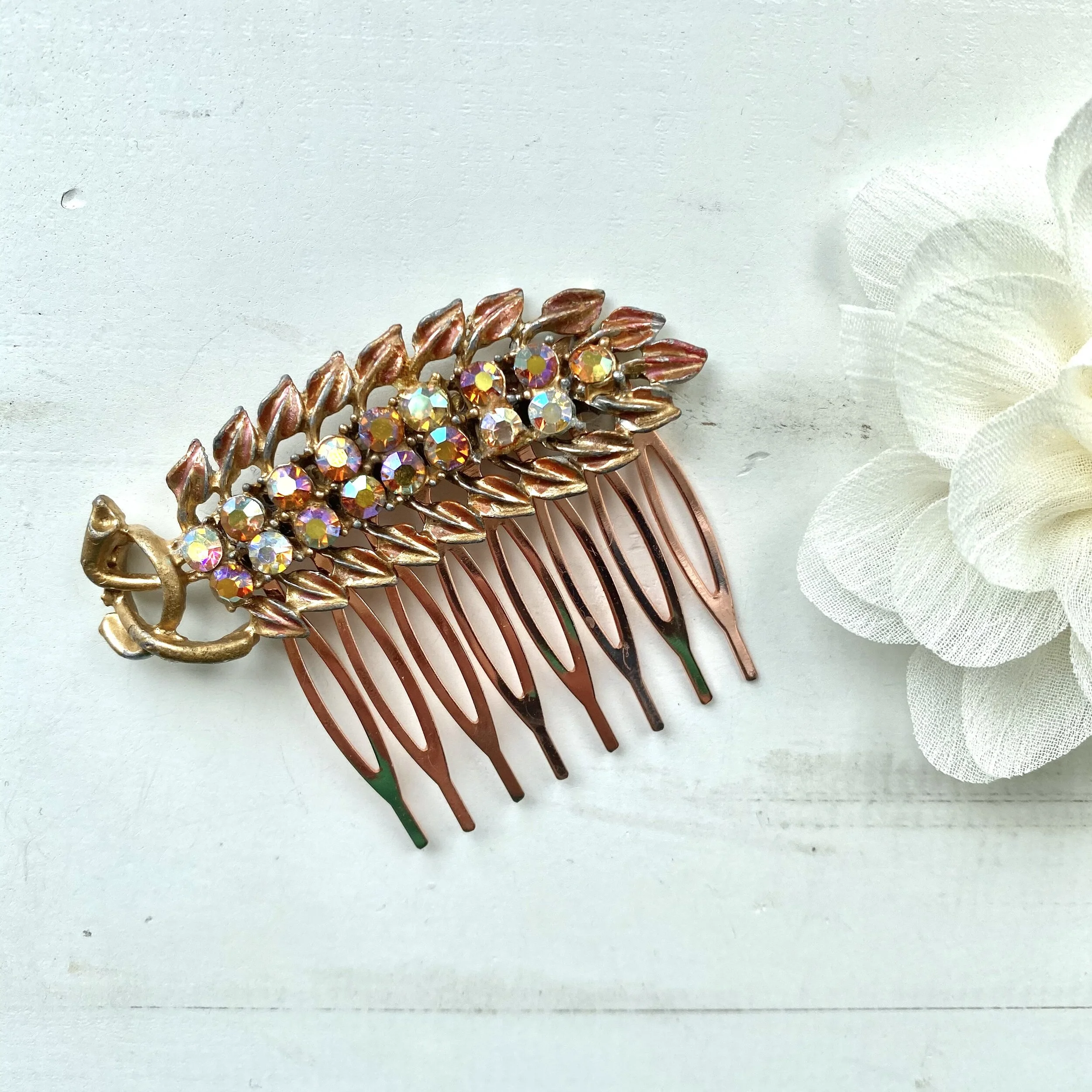 rose gold bridal hair comb