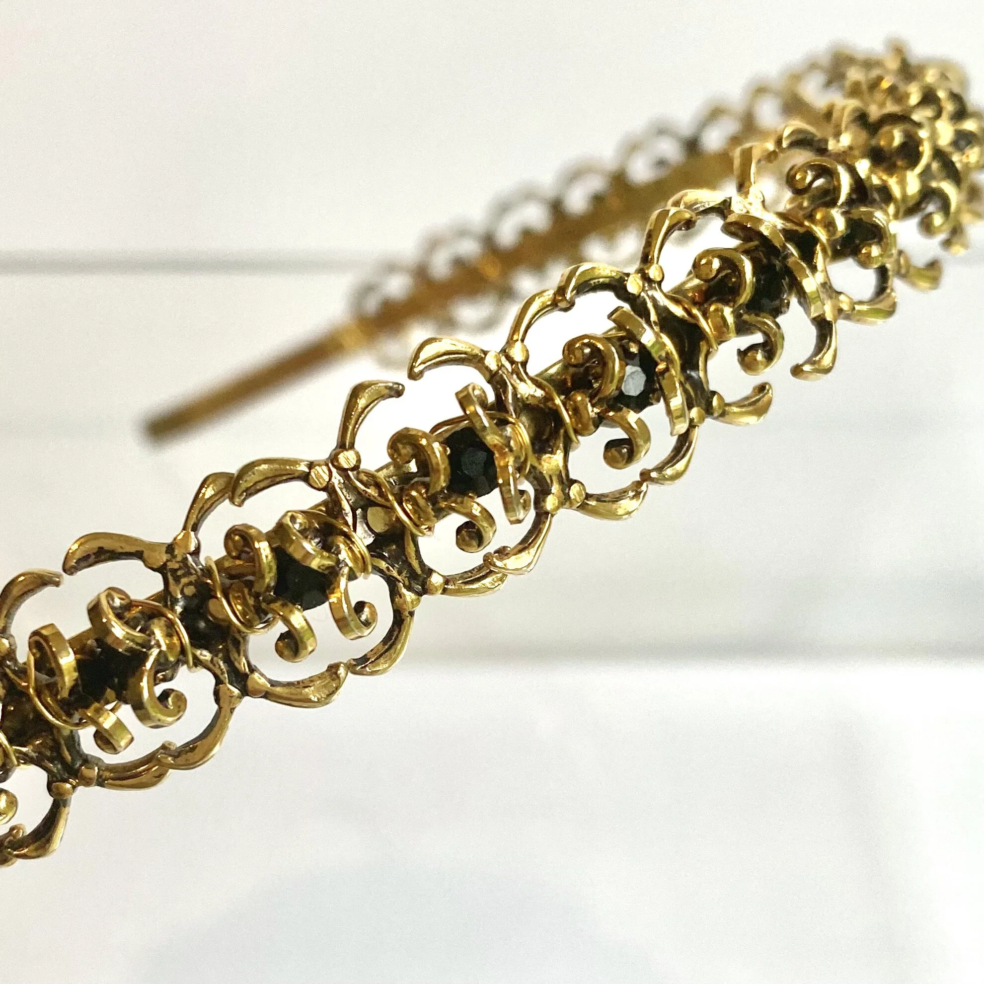 vintage gold black gothic bridal wedding tiara