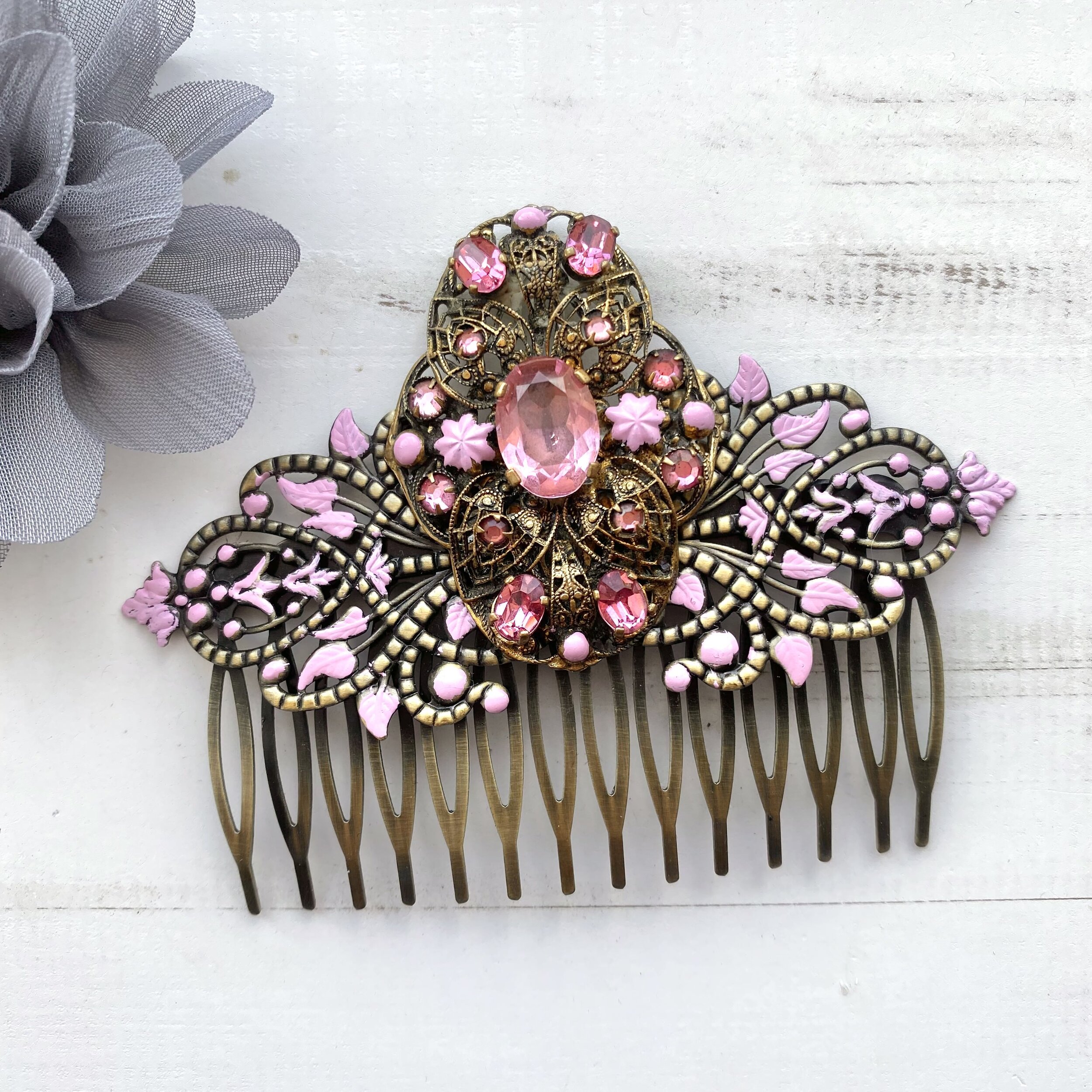 one piece blue Victorian vintage style hair pick hair pin 