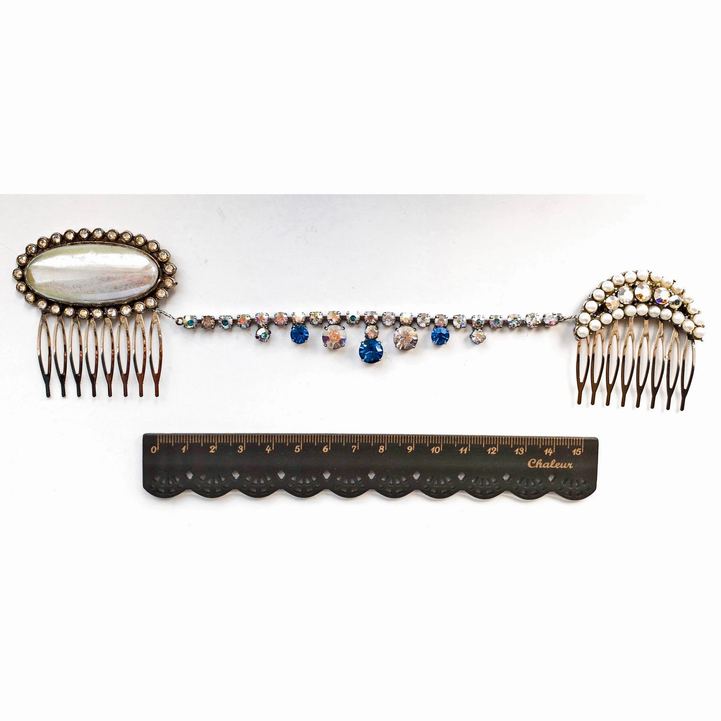 1950s blue bridal wedding vintage head piece