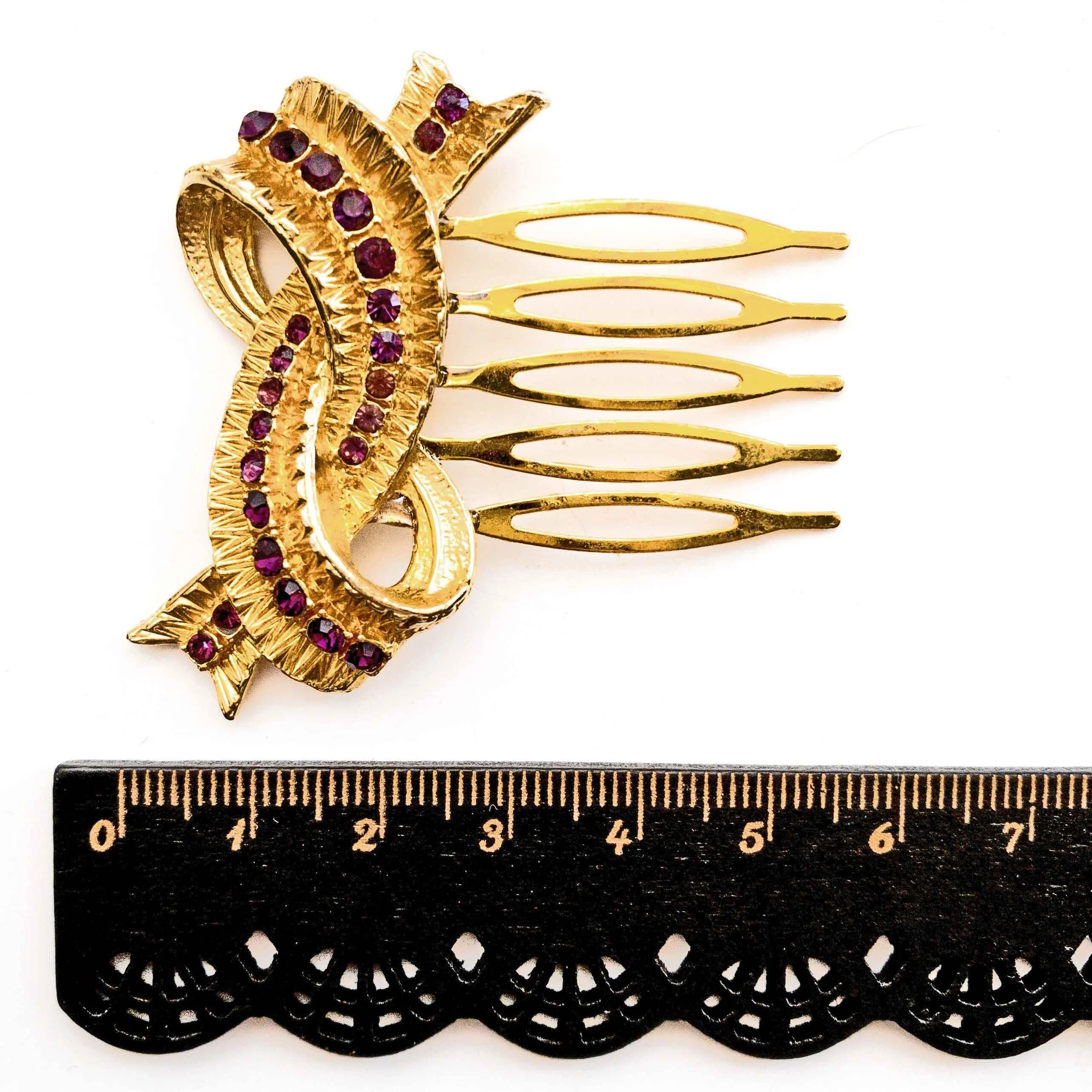 vintage 1950s purple jewelled bridal wedding hair comb