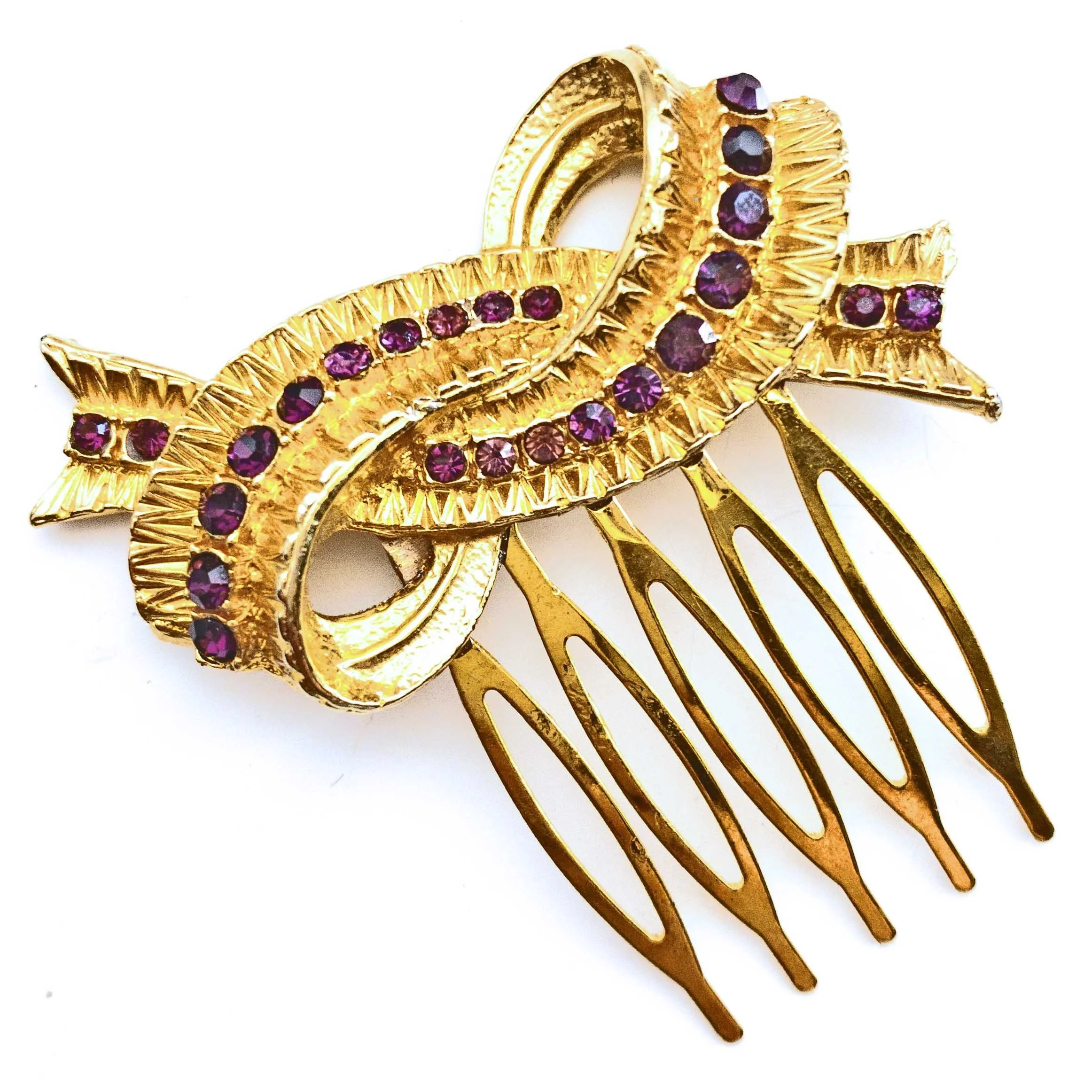 vintage 1950s purple rhinestone bridal wedding hair clip