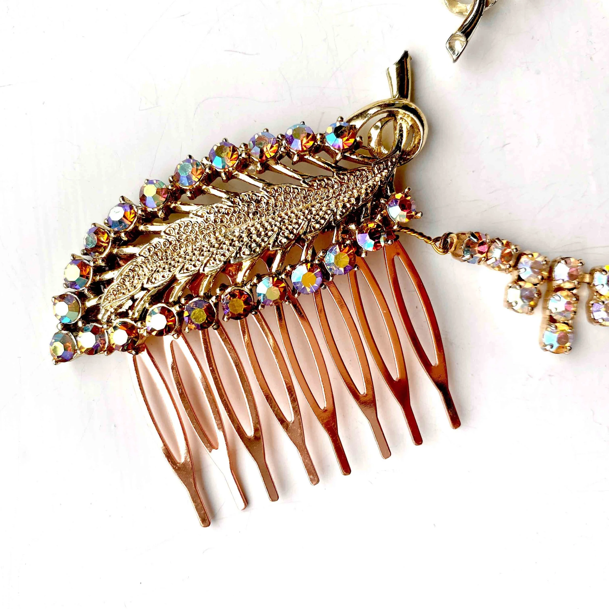 vintage 1950s rose gold jewelled head chain