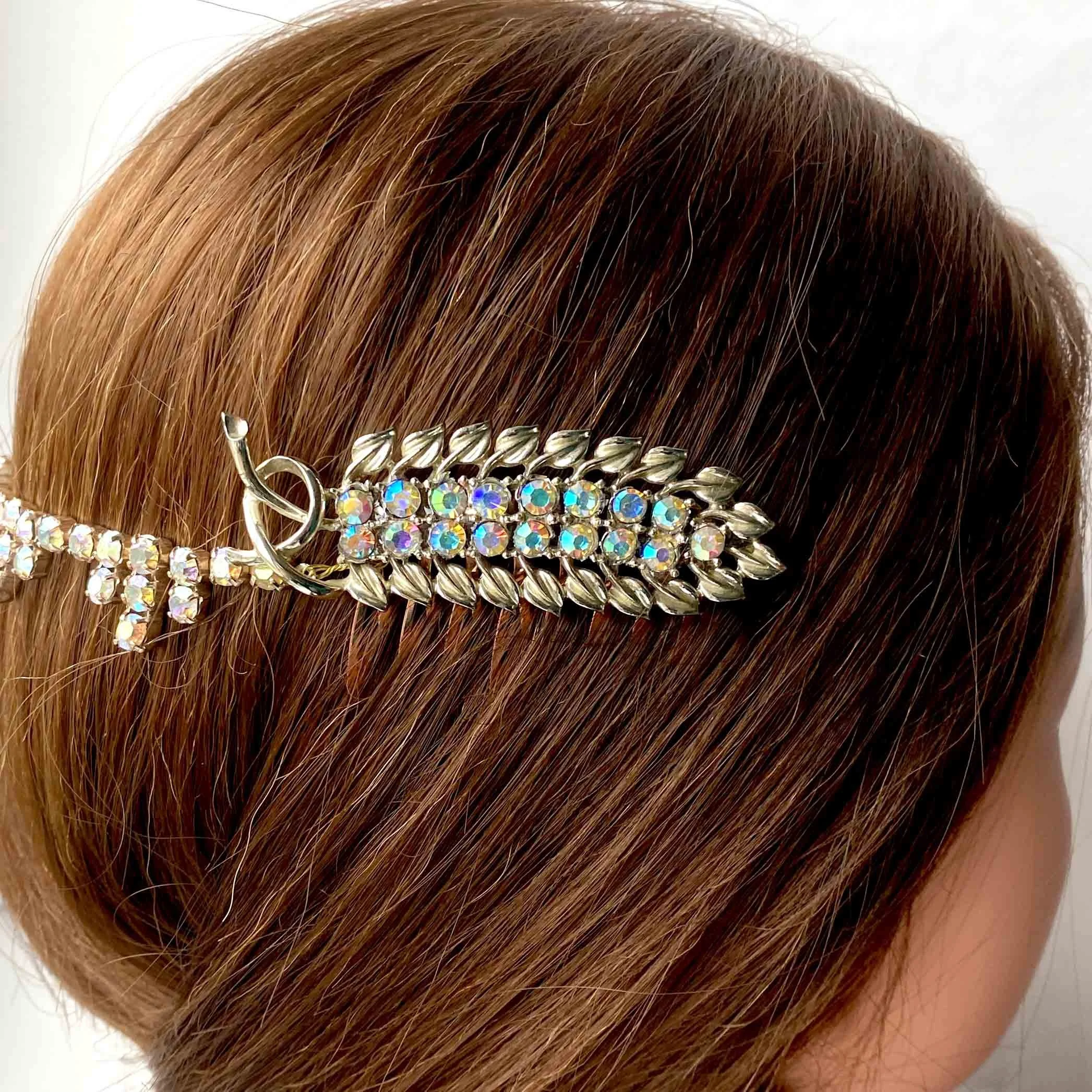 vintage blush rhinestone hair piece