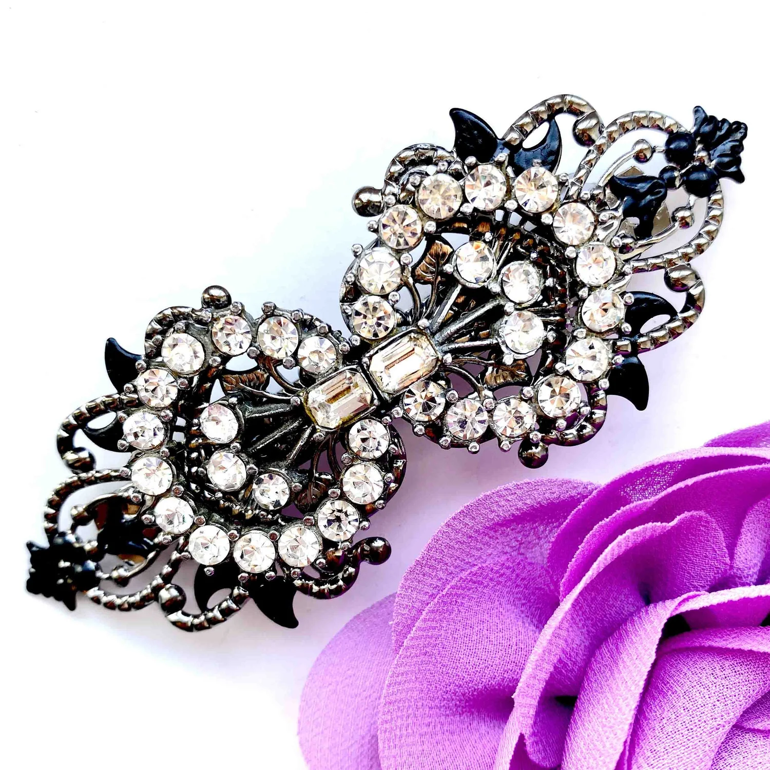 Art Deco Rhinestone Hair Clip Barrette Amazon.com : EVER FAITH Austrian Crystal Bridal Barrette  main image 2