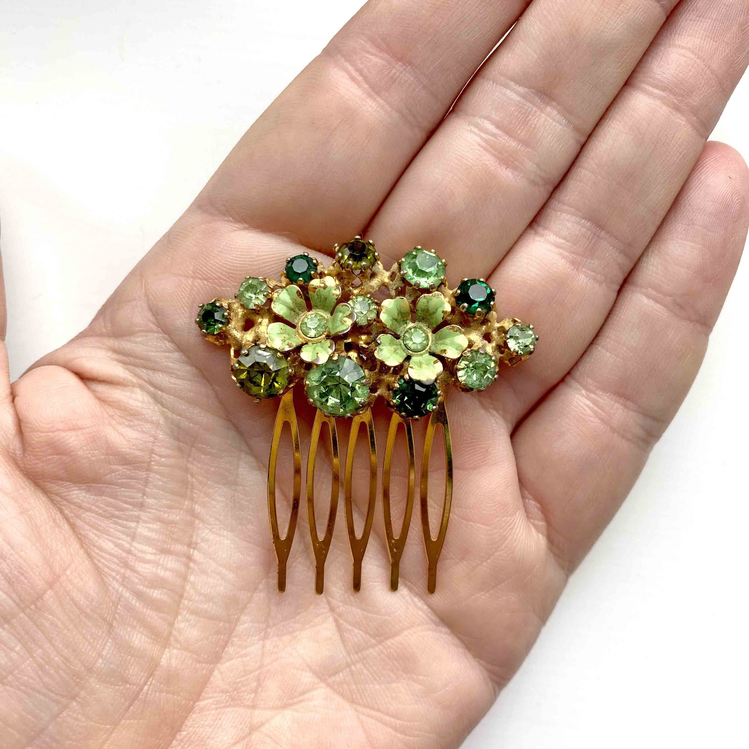 Bridal Hair Comb, Emerald Green Bridal Hair Comb, Dark Green Hair Comb,  Bridal Hair Accessories, Emerald Green Rose Gold Hair Comb 