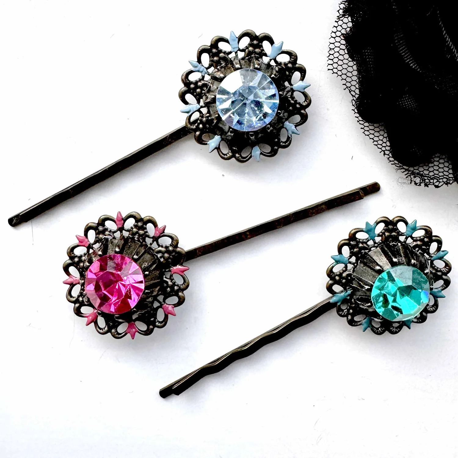 Antique Hair Pins- Set of Three! Set of 3 Vintage Hair Pins – 3Eliott main image 2