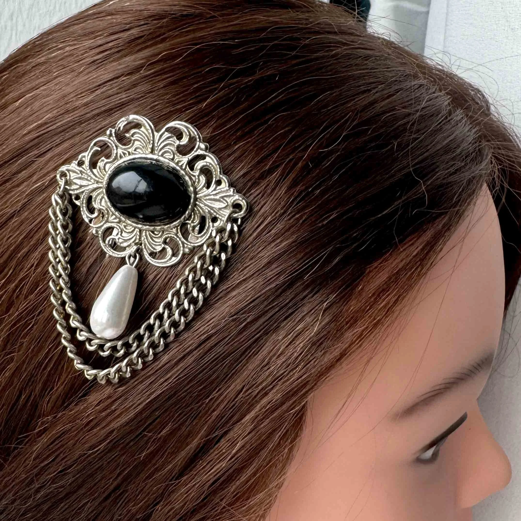 vintage gothic black hair slide