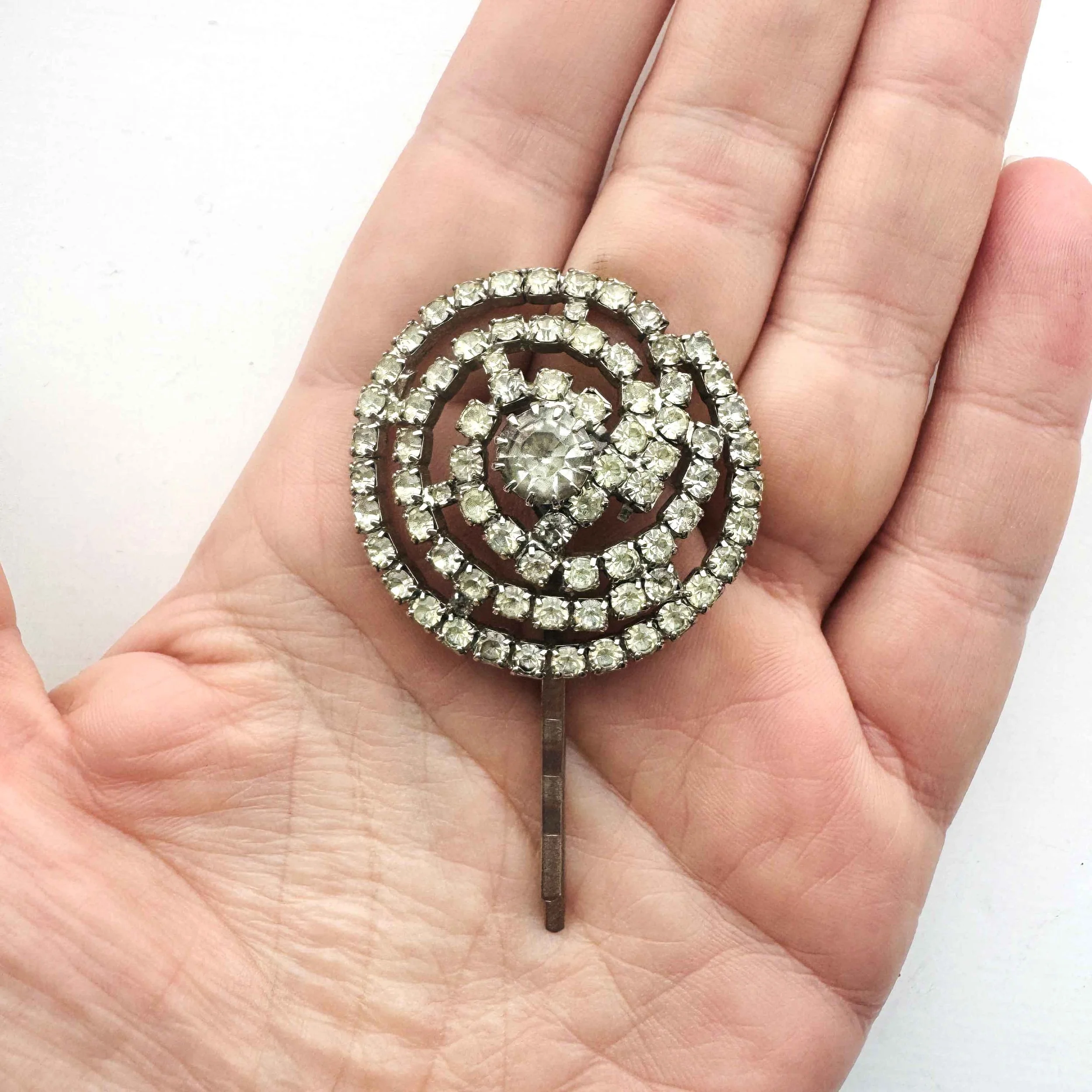 vintage 1950s Art Deco jewelled bridal hair slide