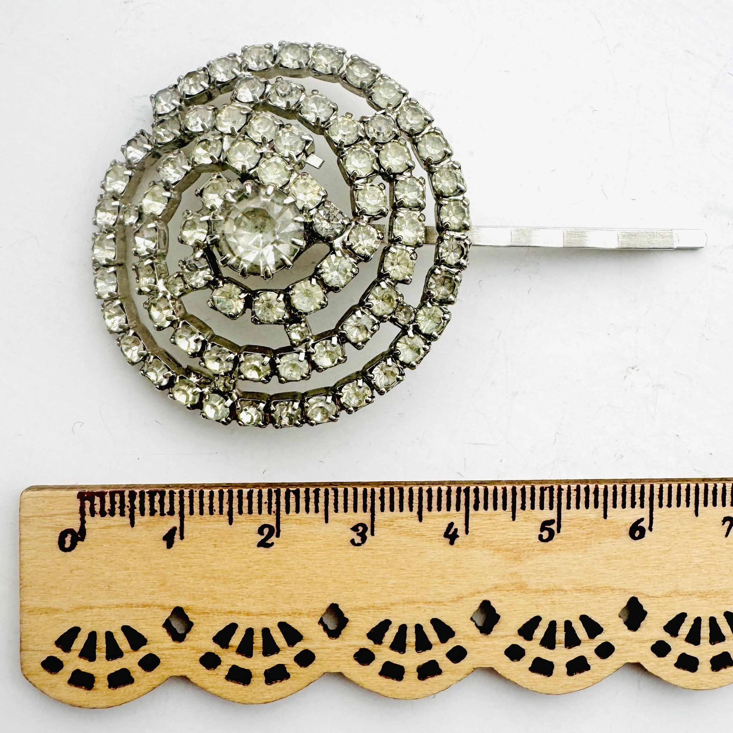 vintage 1950s Art Deco jewelled bridal hair brooch