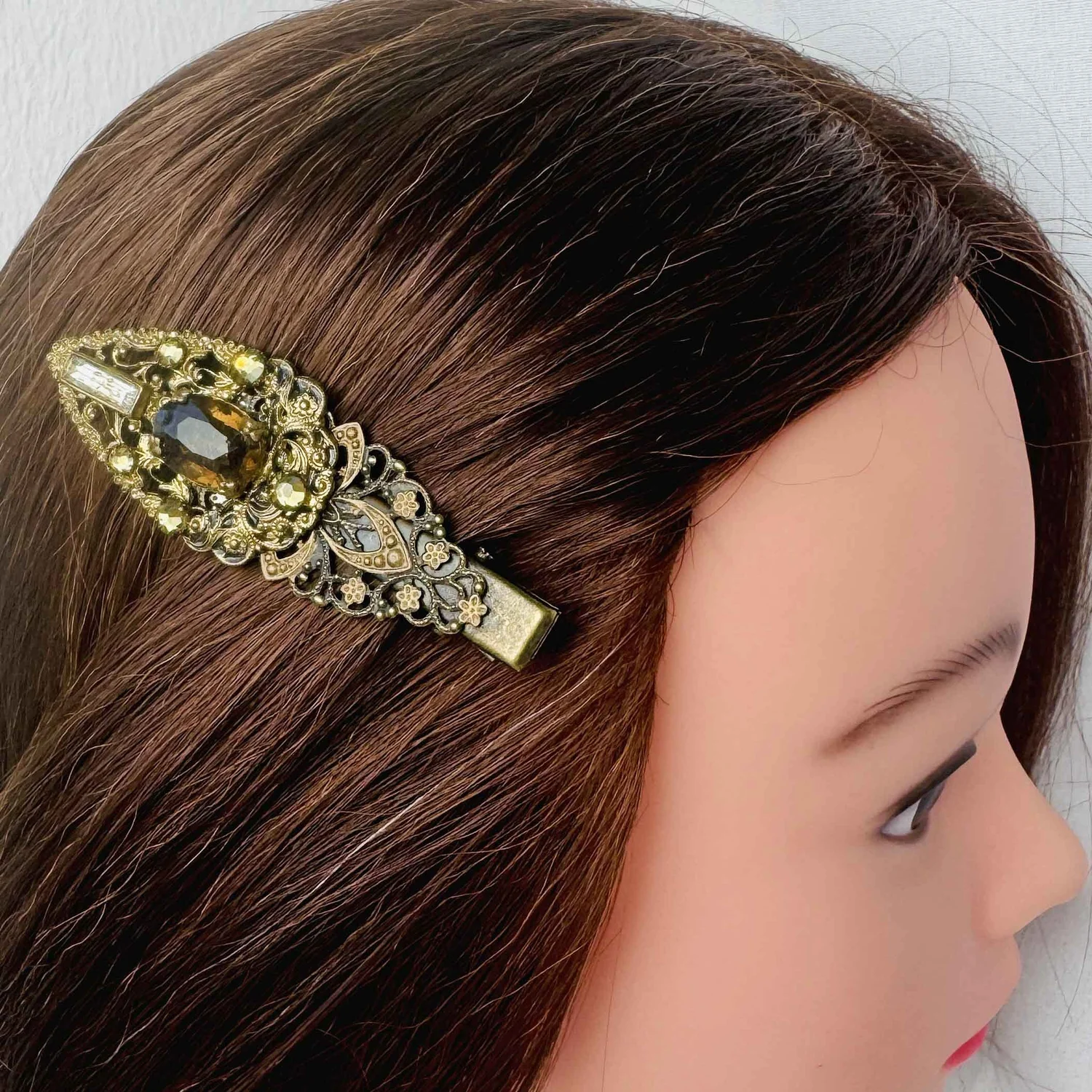 Gold Ornate Hair Accessory with Rhinestones Amazon.com : Pearl Rhinestones Hair Accessories - Crystals  main image 2