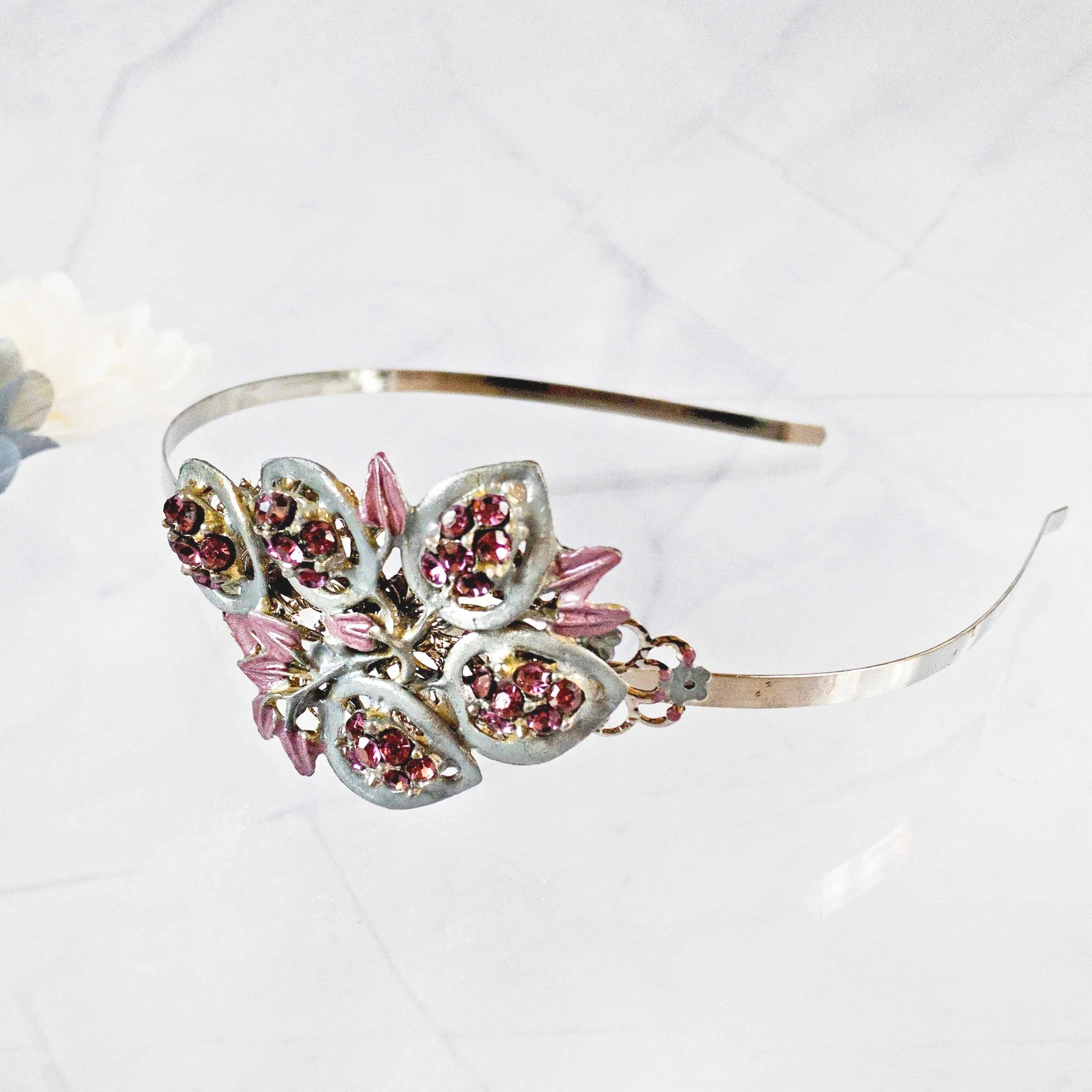 vintage 1950s purple rhinestone jewelled bridal wedding head band