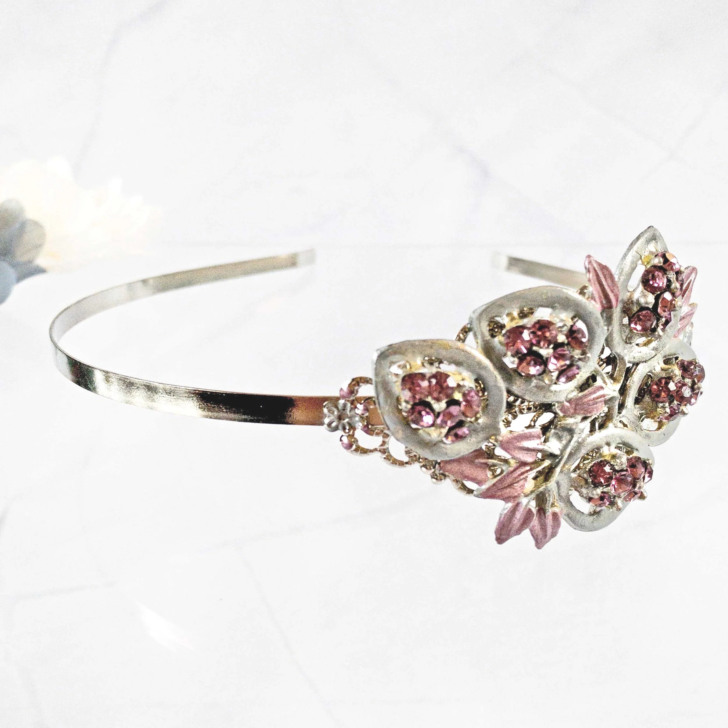 vintage 1950s purple rhinestone jewelled bridal wedding head piece