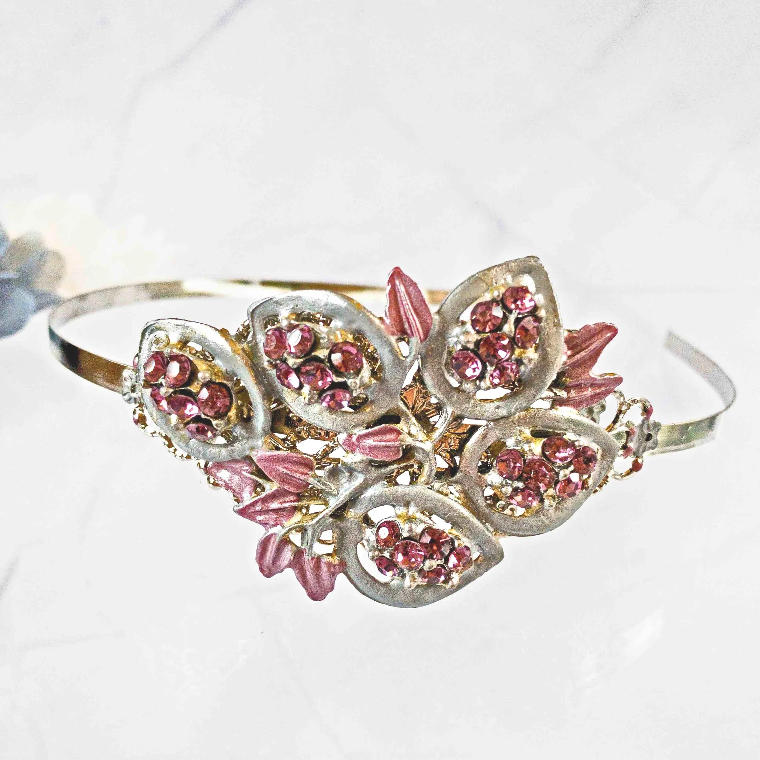 vintage 1950s purple rhinestone jewelled bridal wedding hair piece