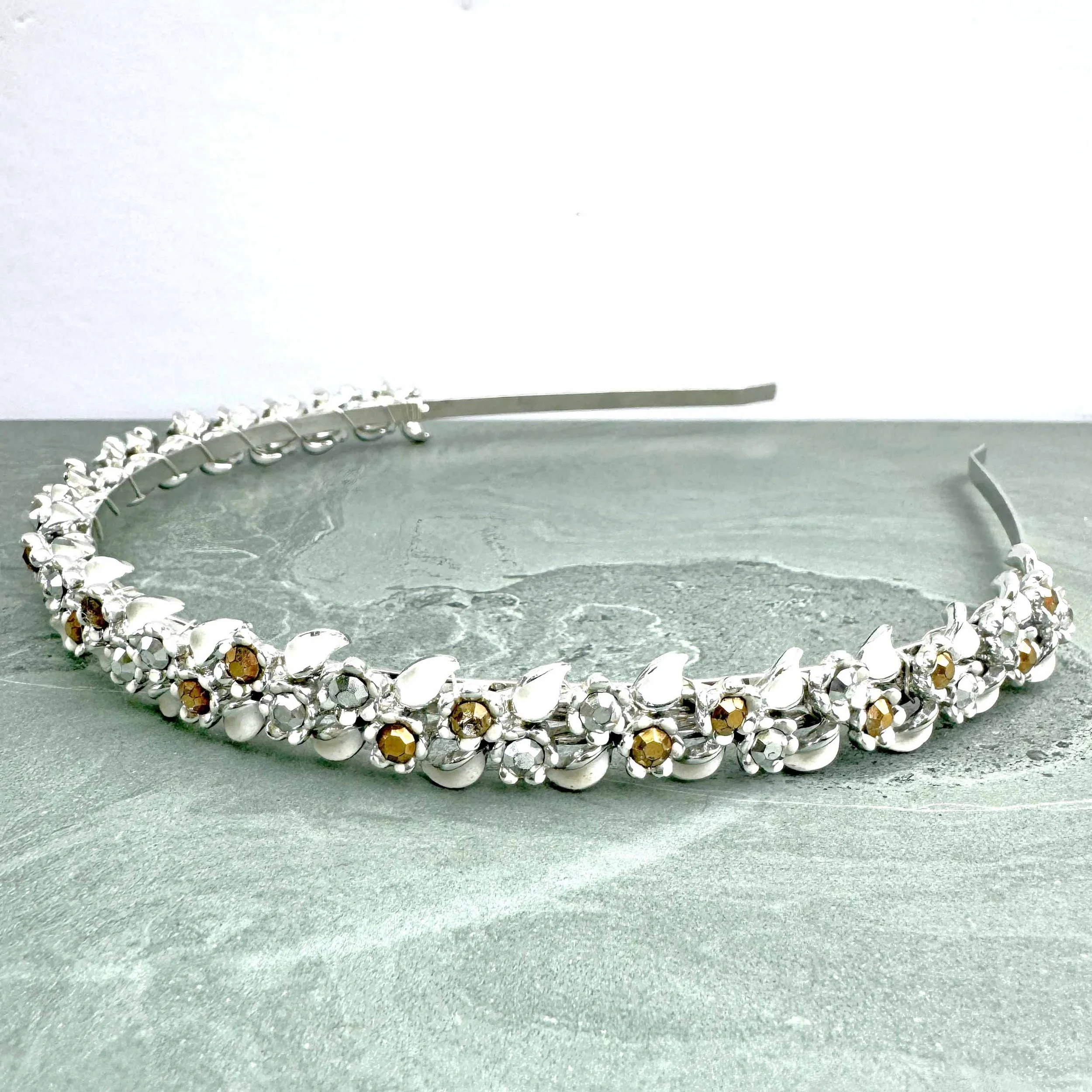 vintage 1950s silver gold white bridal wedding tiara