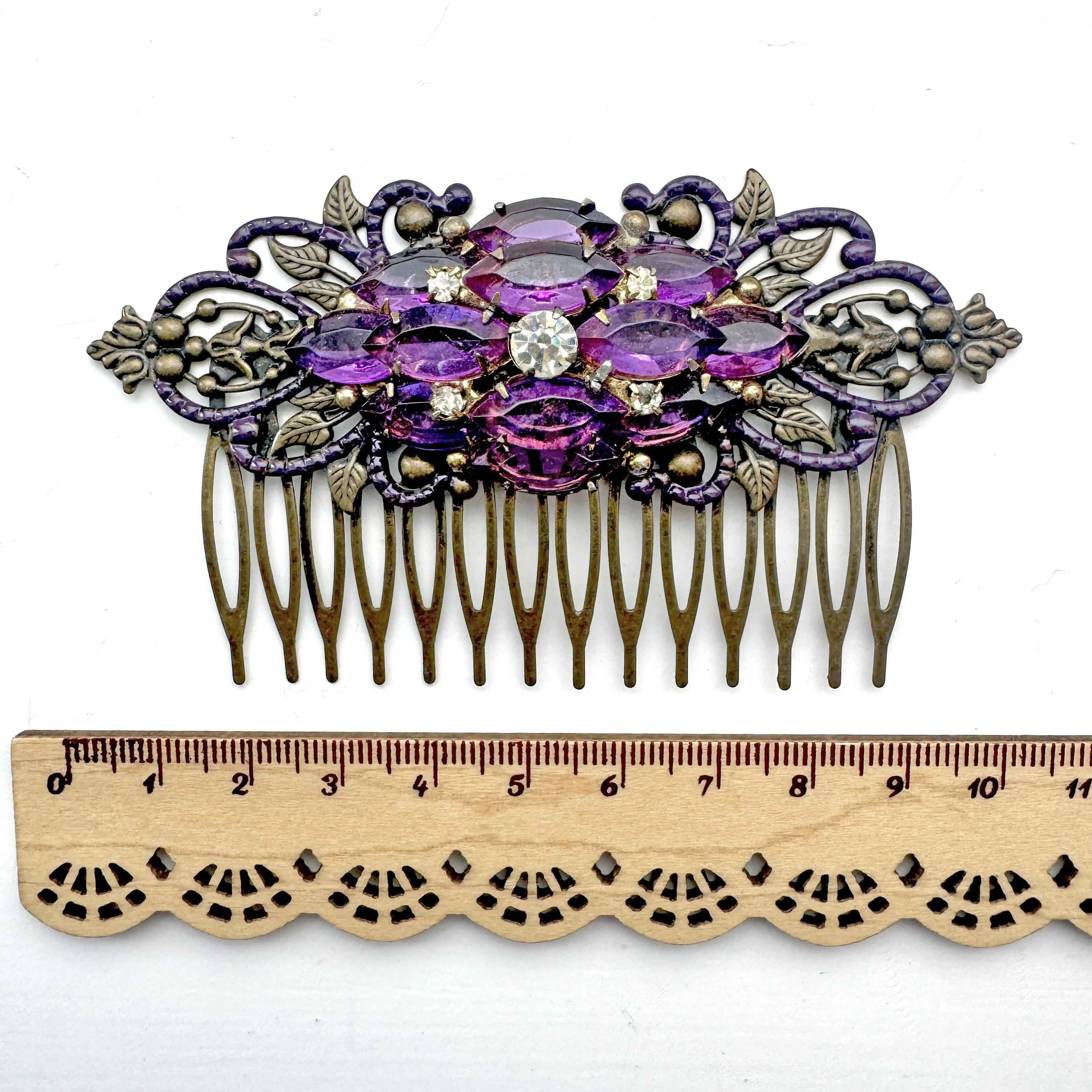 1930s vintage purple jewelled bridal hair jewelry for wedding