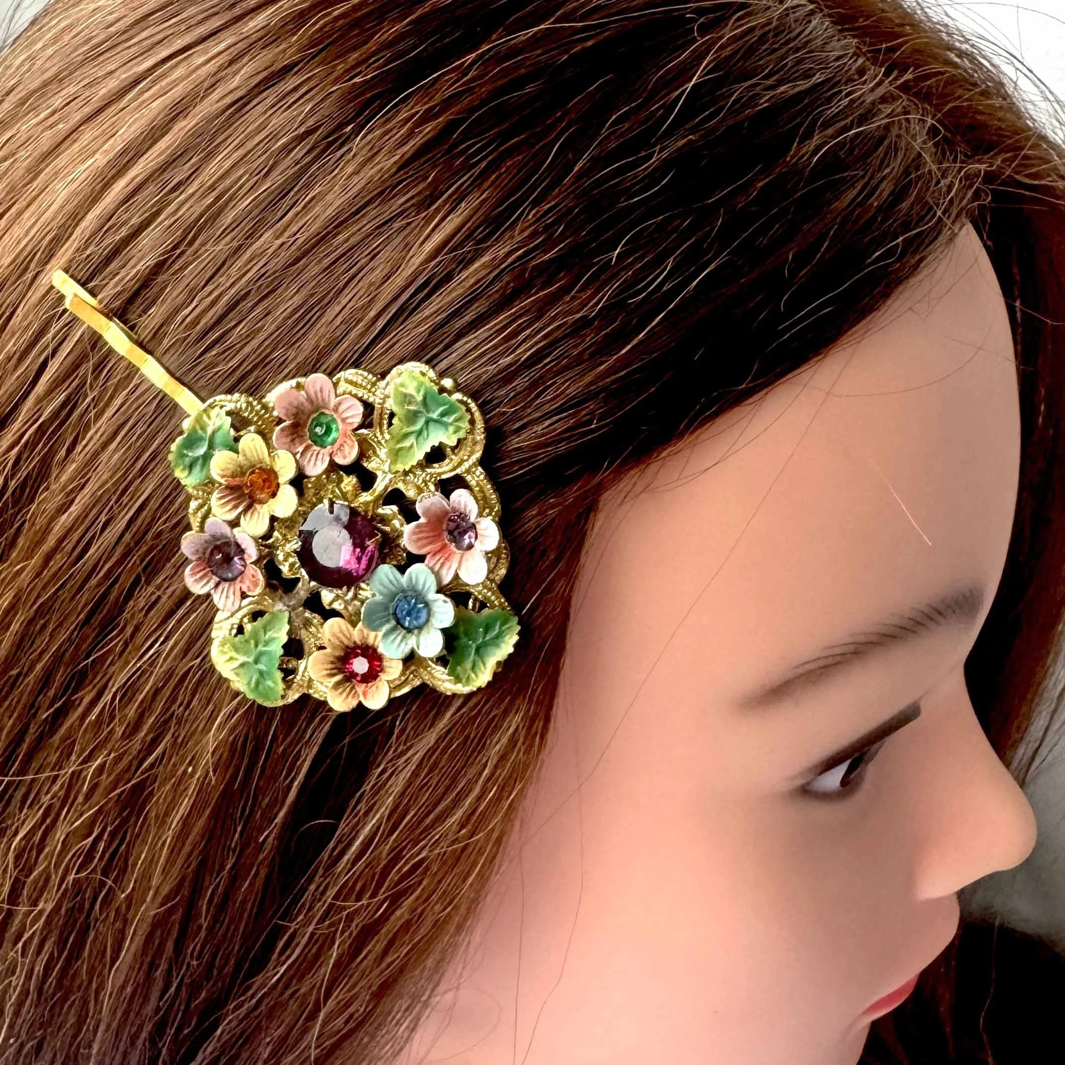 vintage 1930s flower hair clip, vintage hair accessories