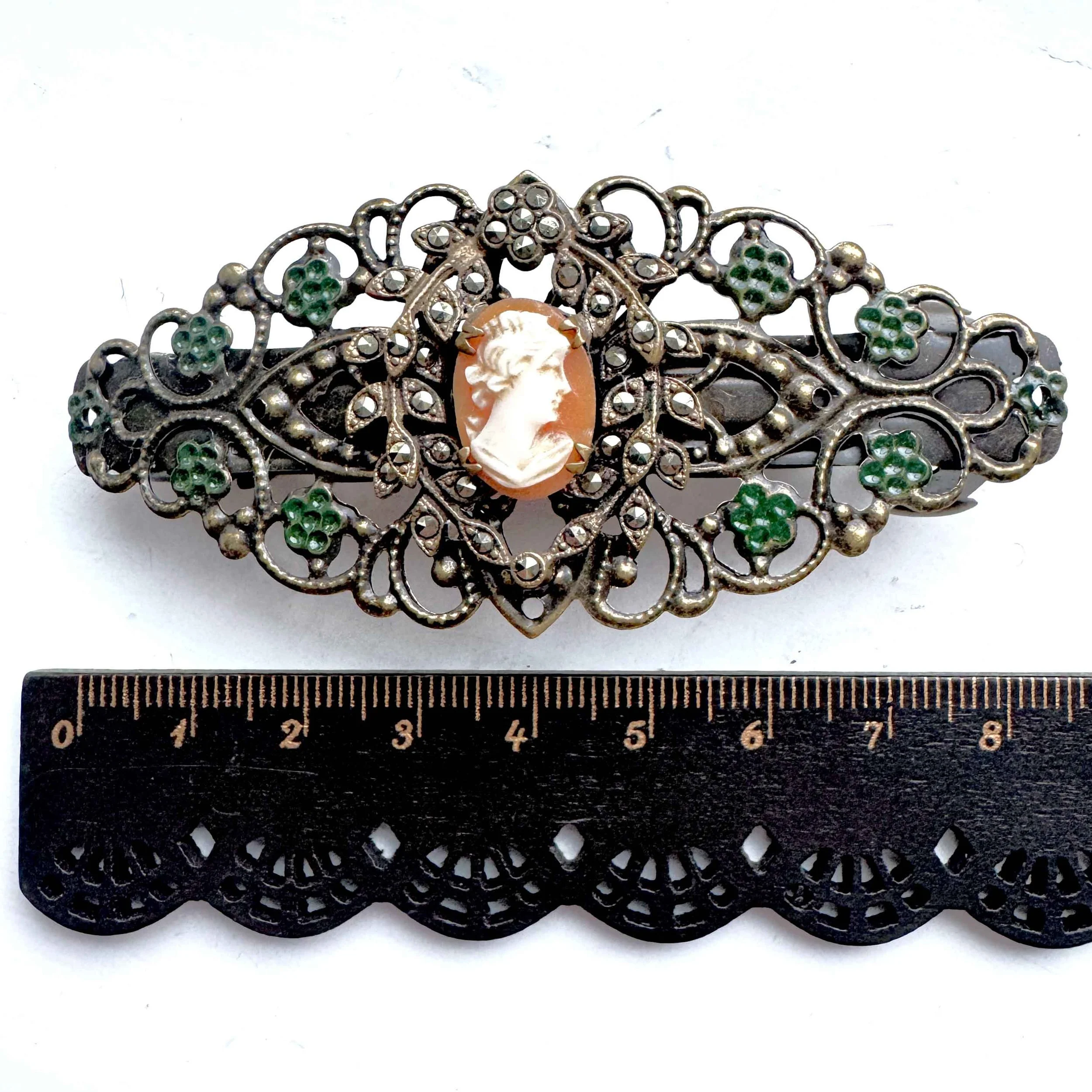 antique cameo hair barrette, vintage hair accessories