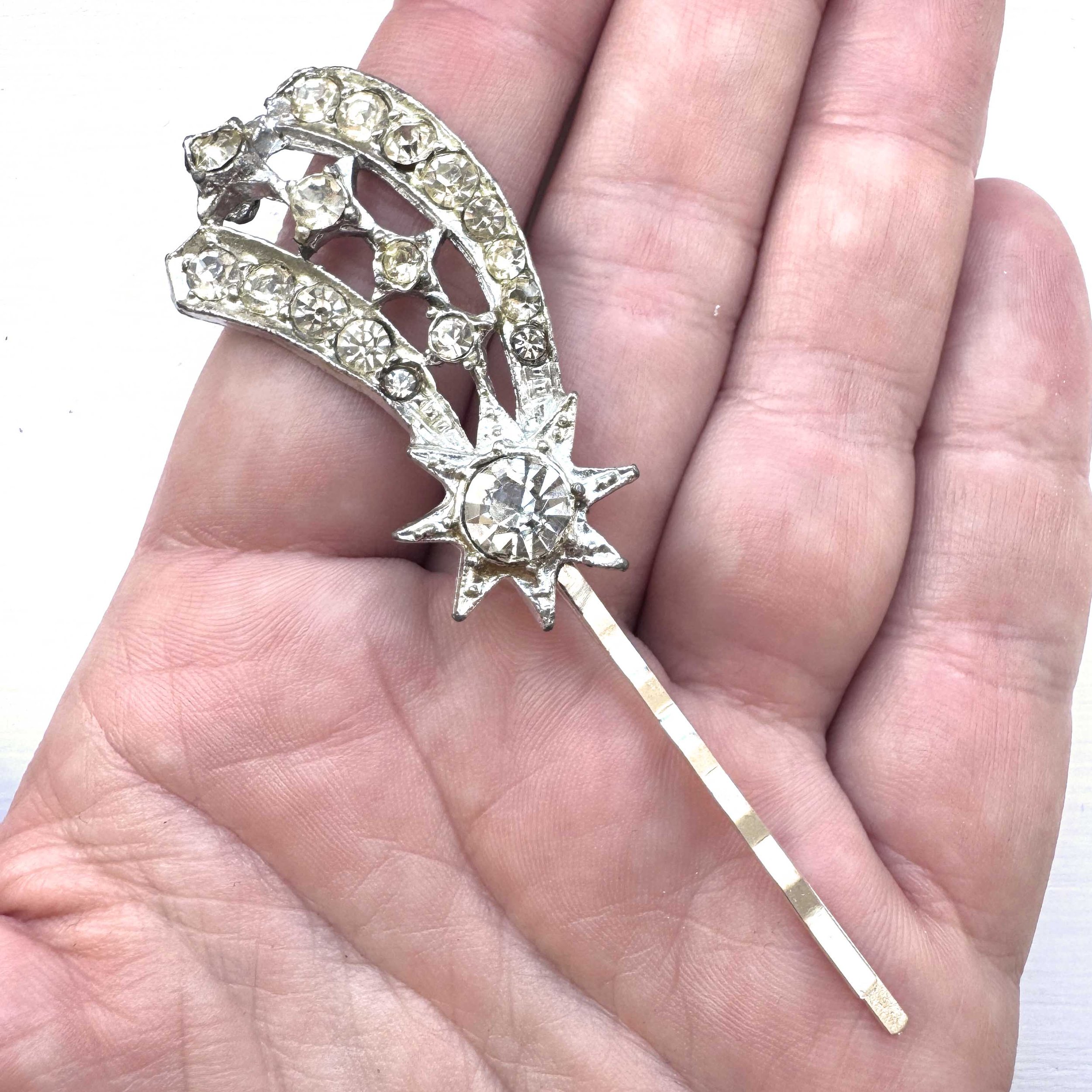 shooting star hair slide, vintage star hair slide, vintage hair accessories