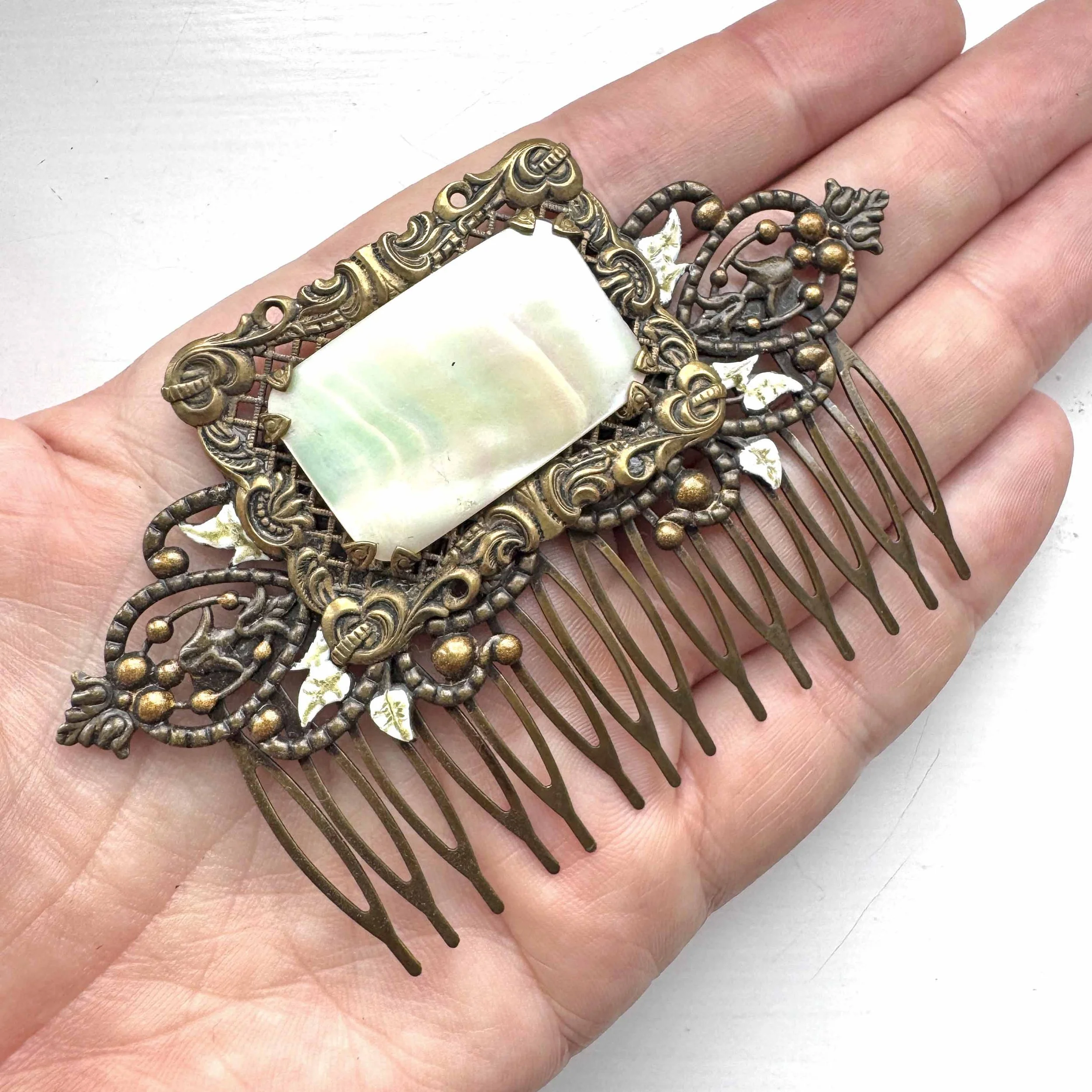 Vintage Victorian Mother of Pearl Wedding Hair Comb, vintage hair accessories