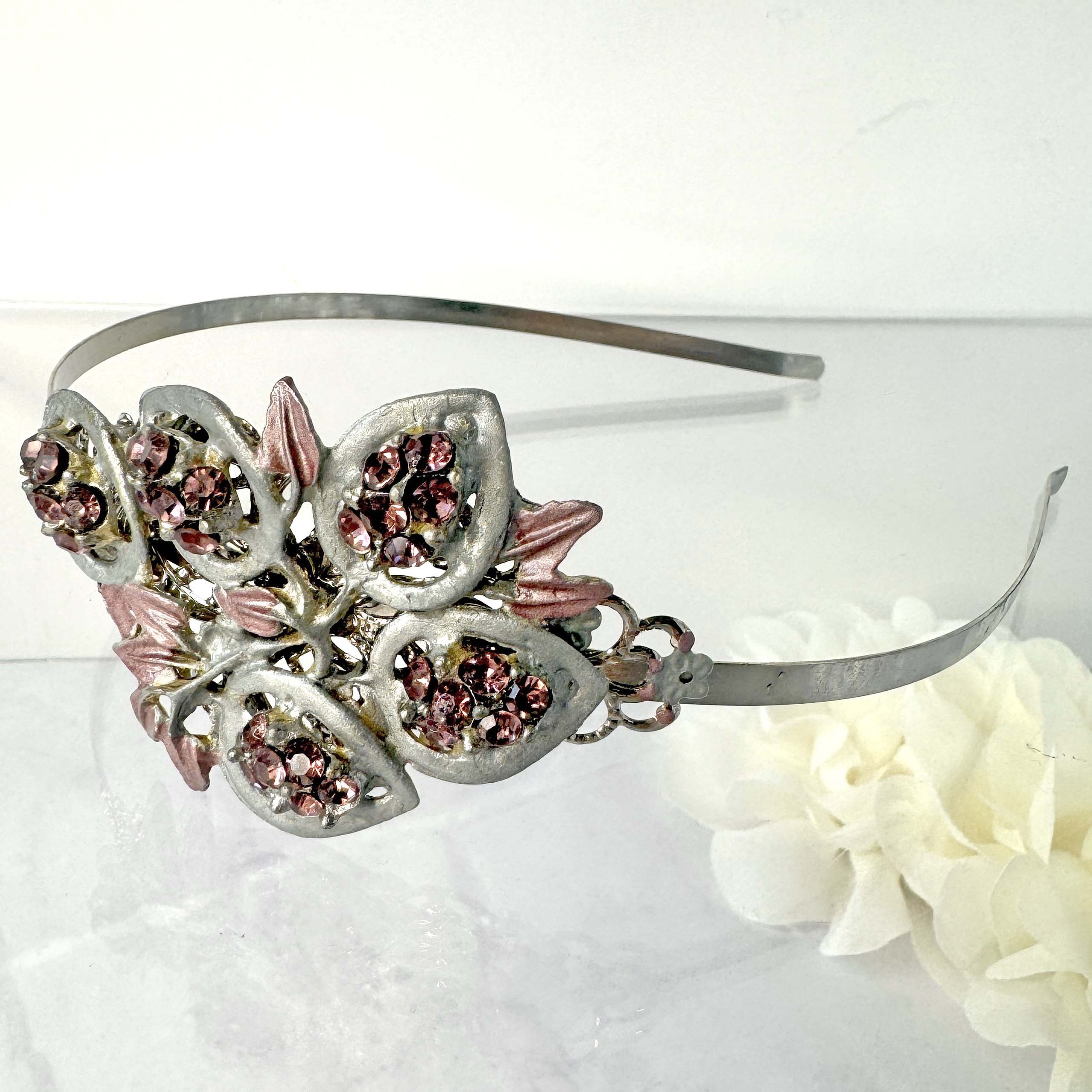 vintage 1950s purple rhinestone jewelled bridal wedding hair band