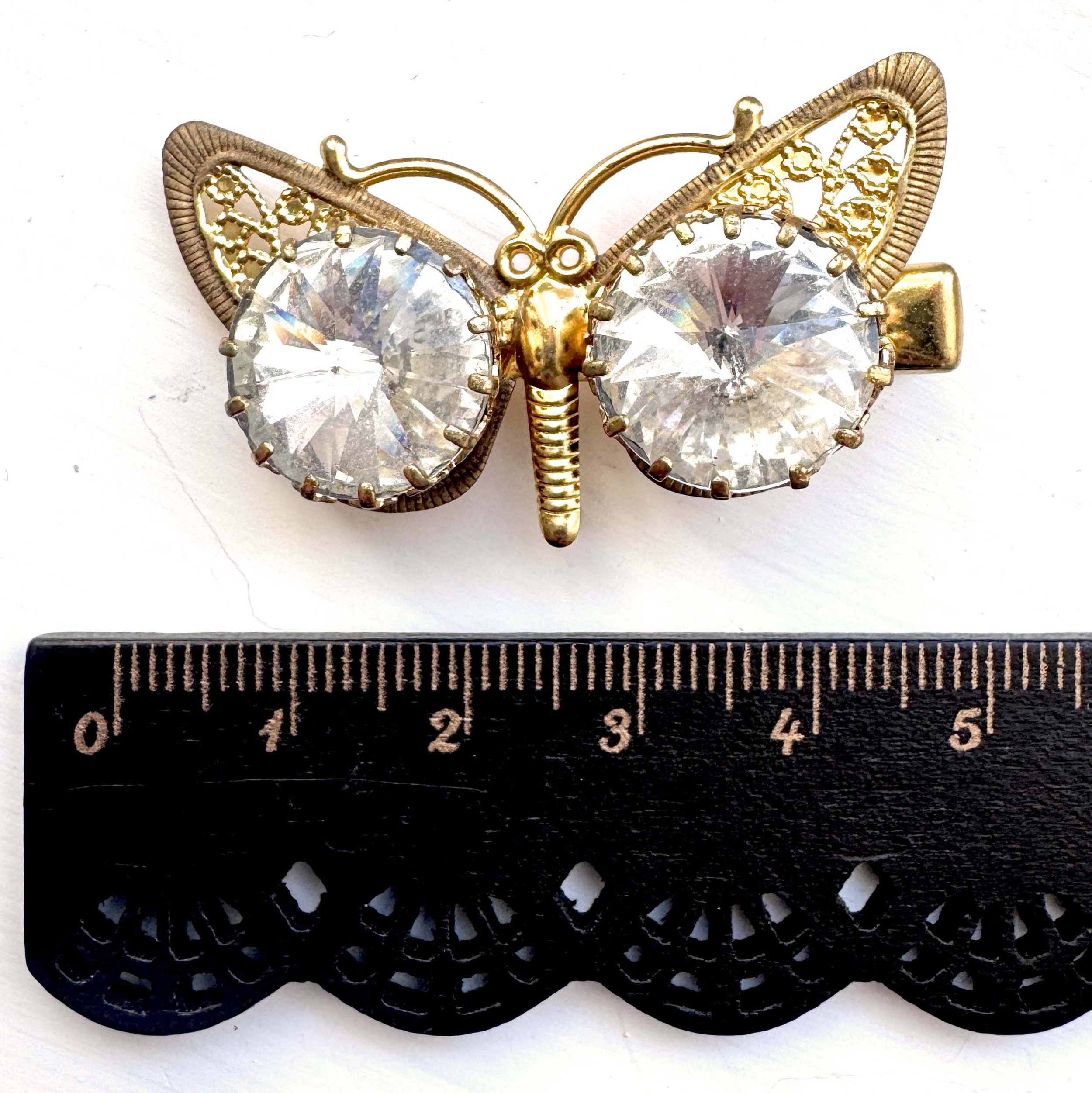 1950s vintage gold jewelled butterfly hair clip - vintage hair accessories jewelled butterfly hair clip - vintage hair accessories