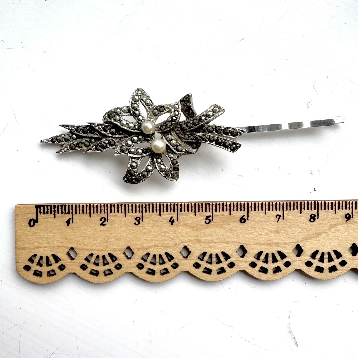 Vintage Sterling Silver Marcasite Leaf Hair Clips Vintage Marcasite Sterling Silver Leaf Clip-on Earrings - Etsy main image 3