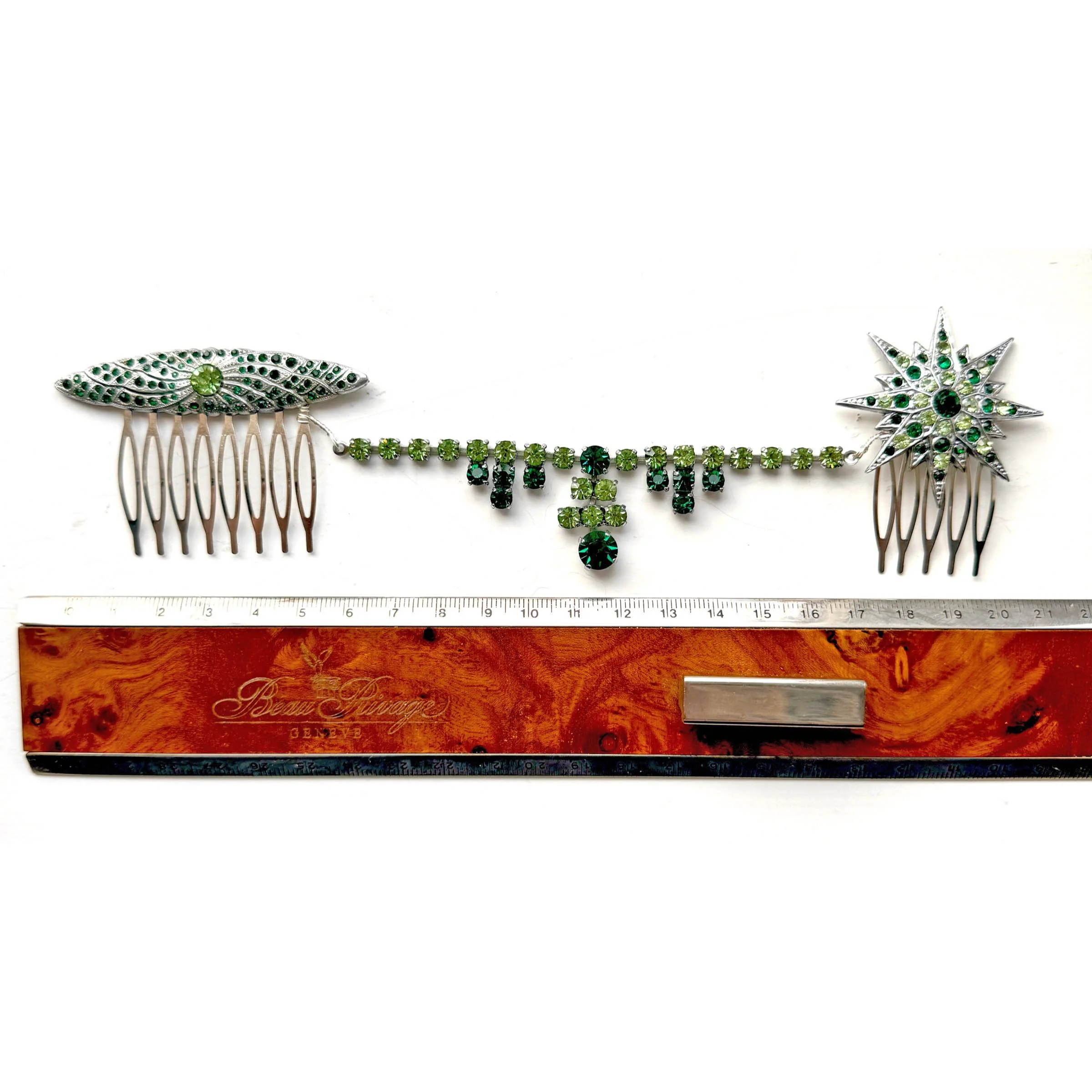 antique emerald green art deco headpiece