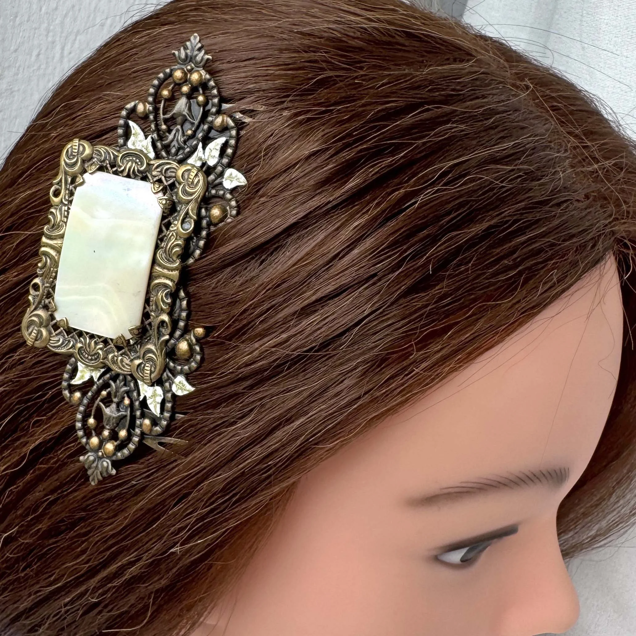 Vintage Victorian Mother of Pearl Bridal Hair Comb, vintage hair accessories