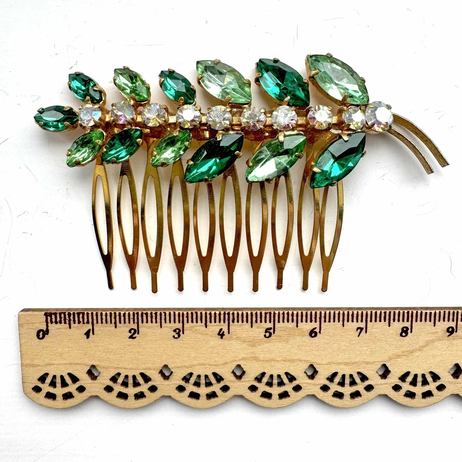 Antique Green Rhinestone Bakelite Hair Comb Bakelite Hair Clip - Etsy main image 4