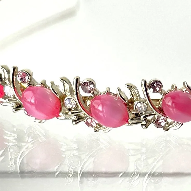 1950s retro hot pink jewelled headband, vintage hair accessories