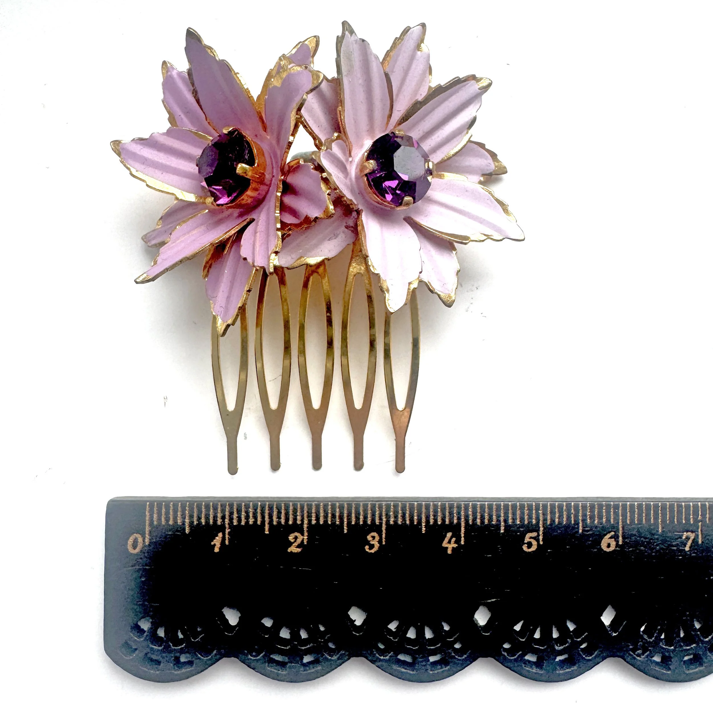 vintage purple flower wedding hair comb