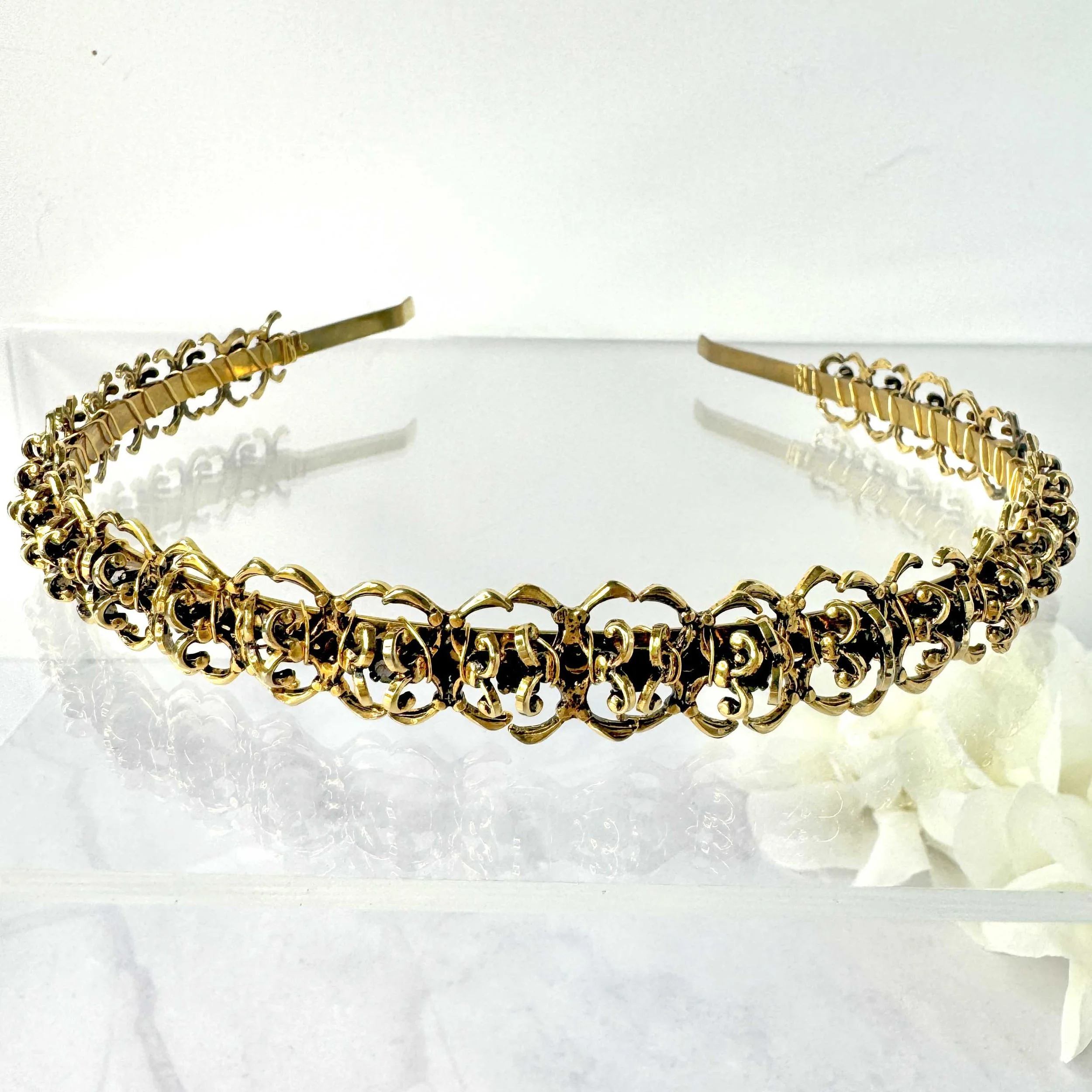 vintage gothic black rhinestone bridal headband