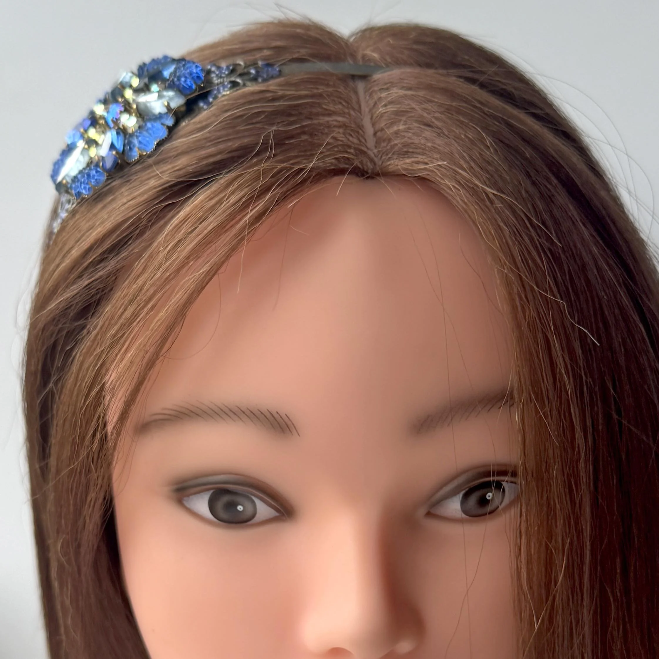 antique blue jewelled bridal fascinator, vintage hair accessories