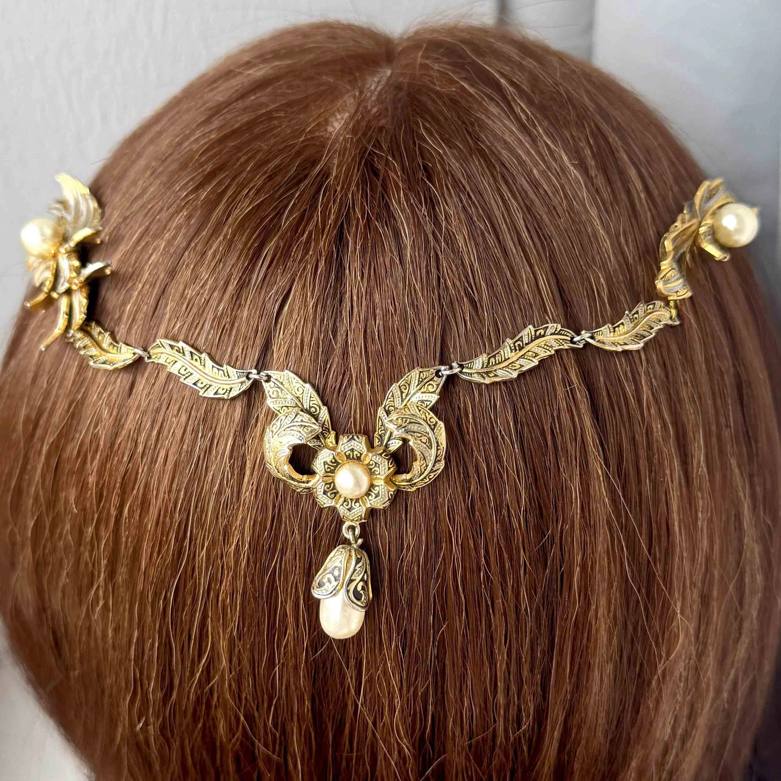 antique pearl headpiece for bride, vintage hair accessories