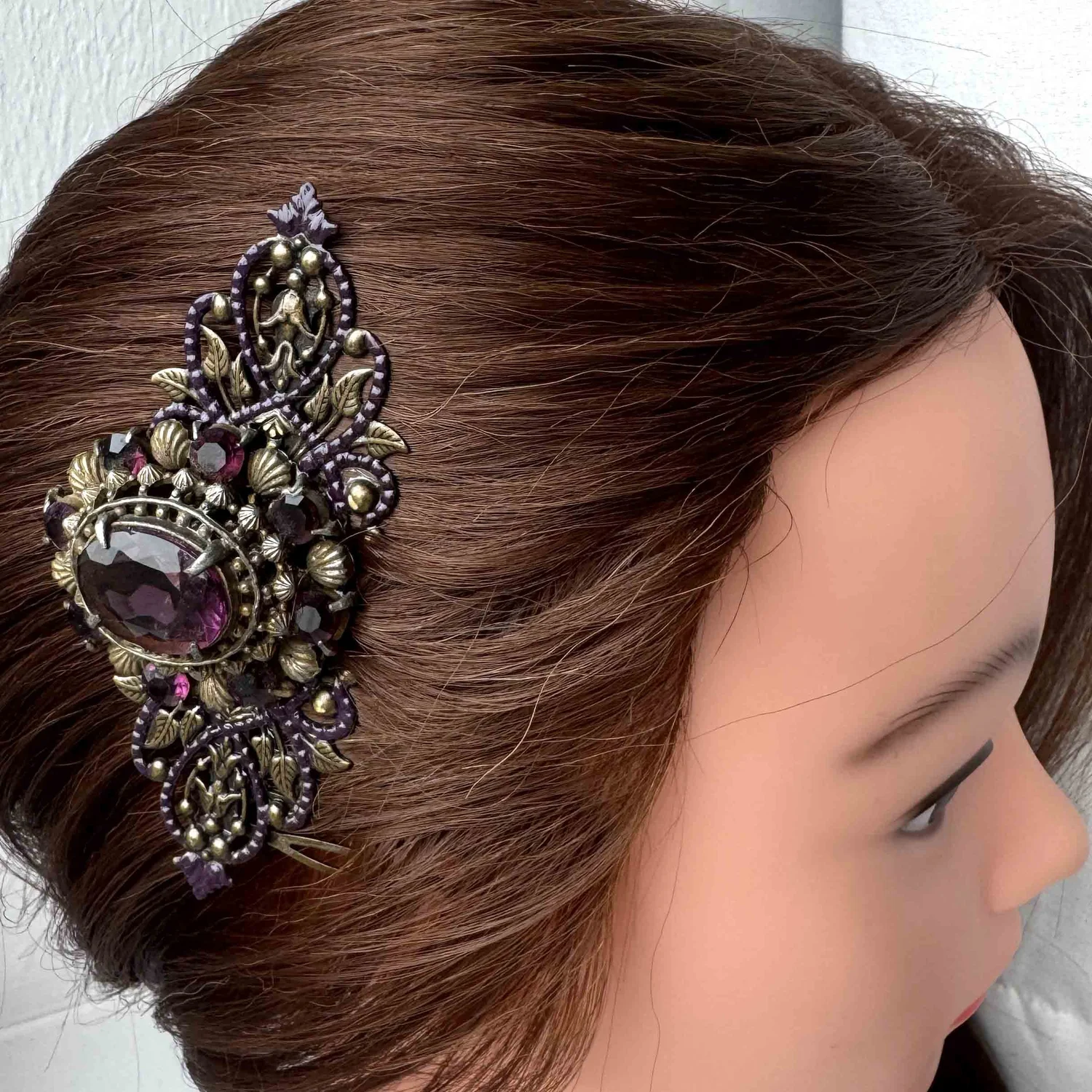 Extra Large Vintage 1930s Gothic Amethyst Purple Hair Comb 